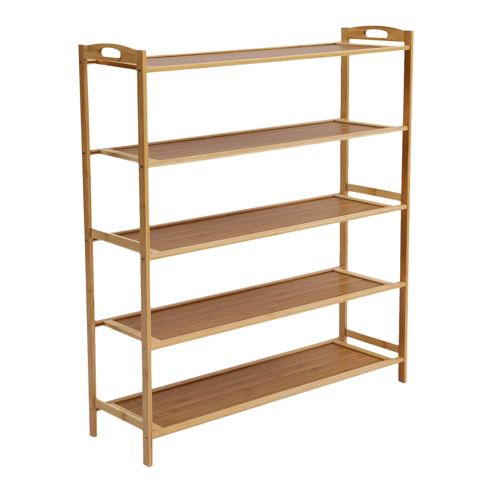 5-Tier Bamboo Shoe Rack Organizer - Sturdy Wooden Shoe Shelf for Entryway, Hallway, Closet & Living Room - Space-Saving Shoe Storage Solution for Home Organization - Perfect for Small Spaces & Apartment Living