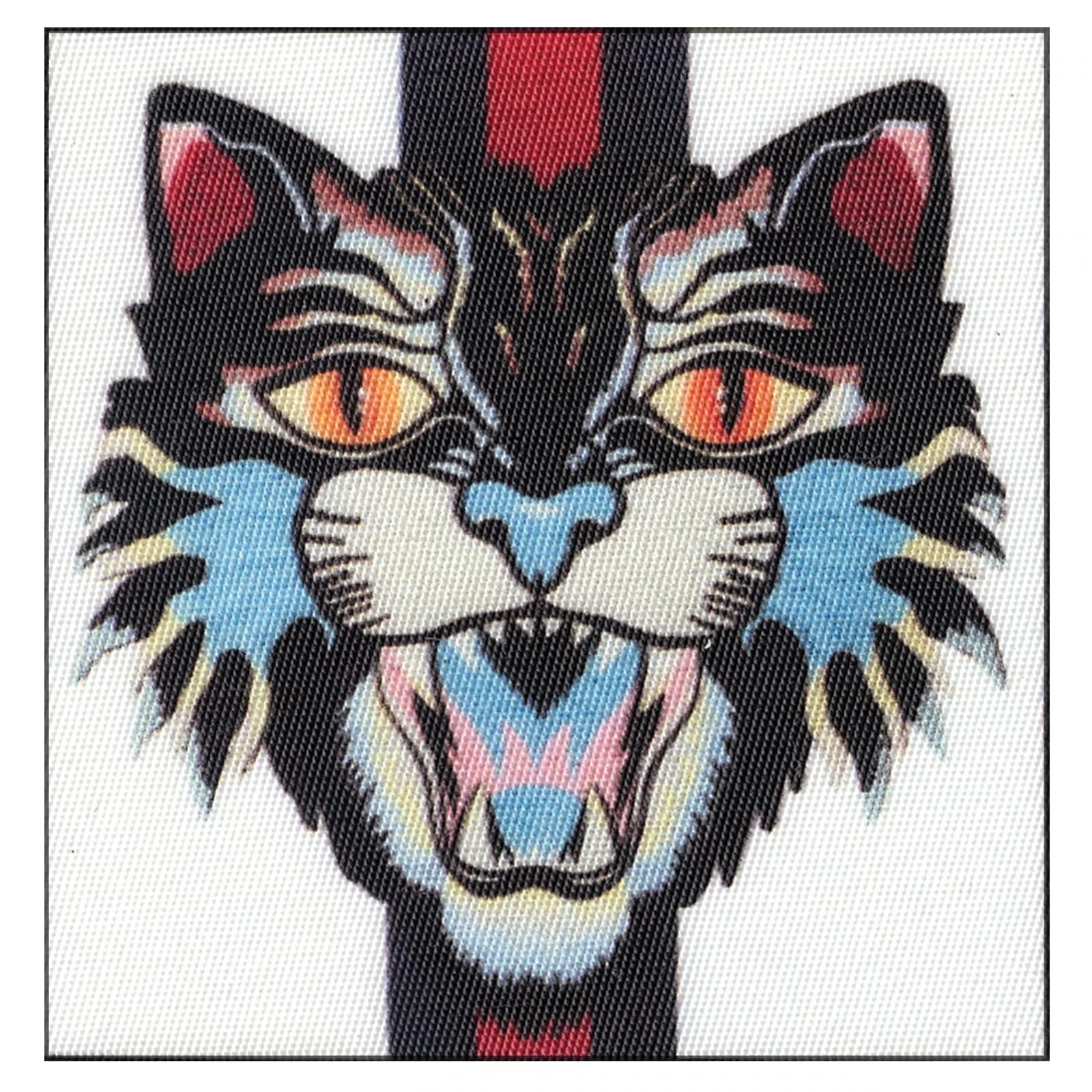 Angry Cat Blue and Red Patch Scary Iron On Applique for DIY T-Shirts, Jackets & Bags - Perfect for Halloween Costumes & Cosplay