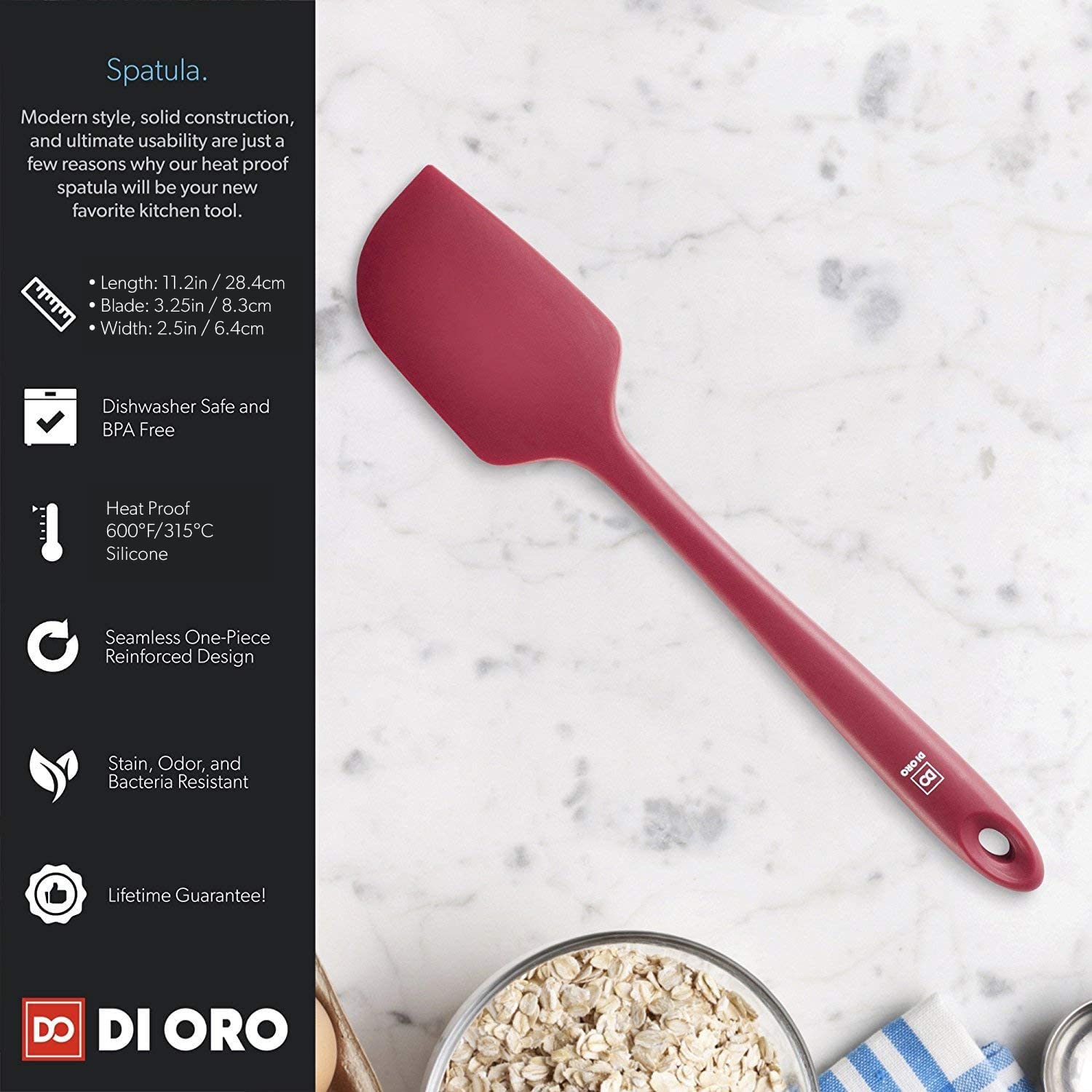 DI ORO 7-Piece Silicone Kitchen Utensil Set - 600°F Heat-Resistant Cooking Tools with 6 Turner Flippers & 1 Seamless Spatula - Food Grade Non-Stick Baking & Frying Utensils - Dishwasher Safe & Easy to Clean (Black) - Perfect for Grilling, Sauteing, Pancakes & Stir-Frying