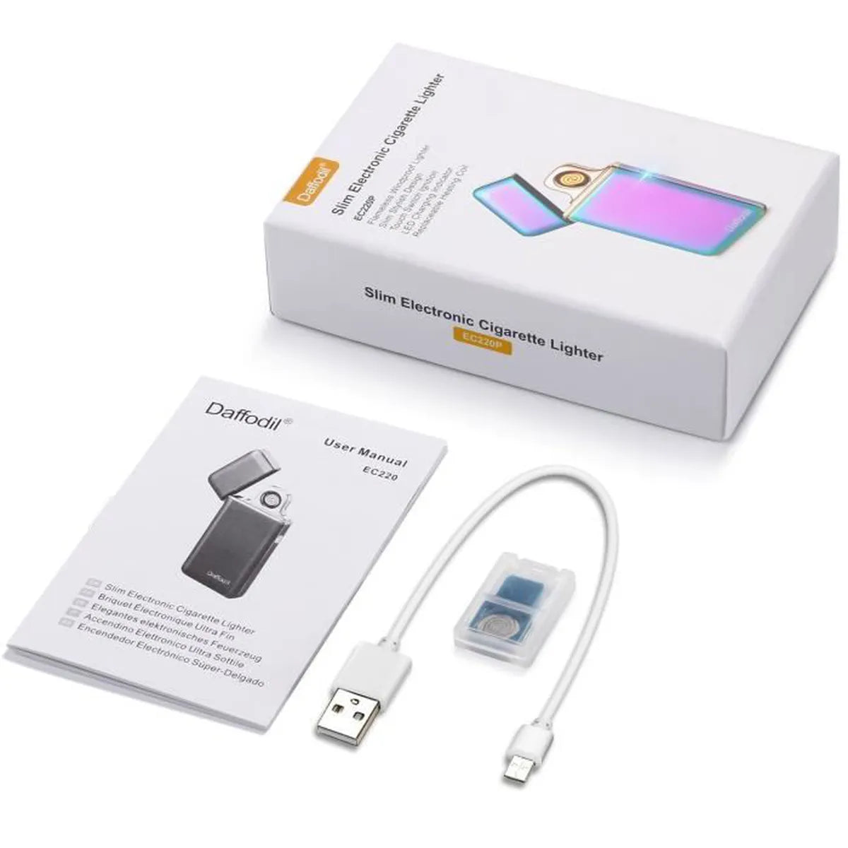 Rechargeable USB Electronic Coil Lighter - Windproof, Flameless, Touch Control, Pink (EC220) - Perfect for Camping, Hiking, Outdoor Adventures & Emergency Use