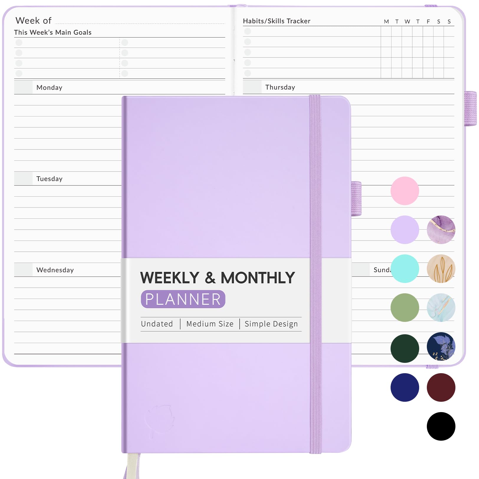 2025 Undated Weekly & Monthly Planner - Forvencer A5 Cute Daily Organizer Notebook for Goal Tracking & Task Management, Start Anytime, Lilac - Perfect for Students, Professionals & Busy Moms