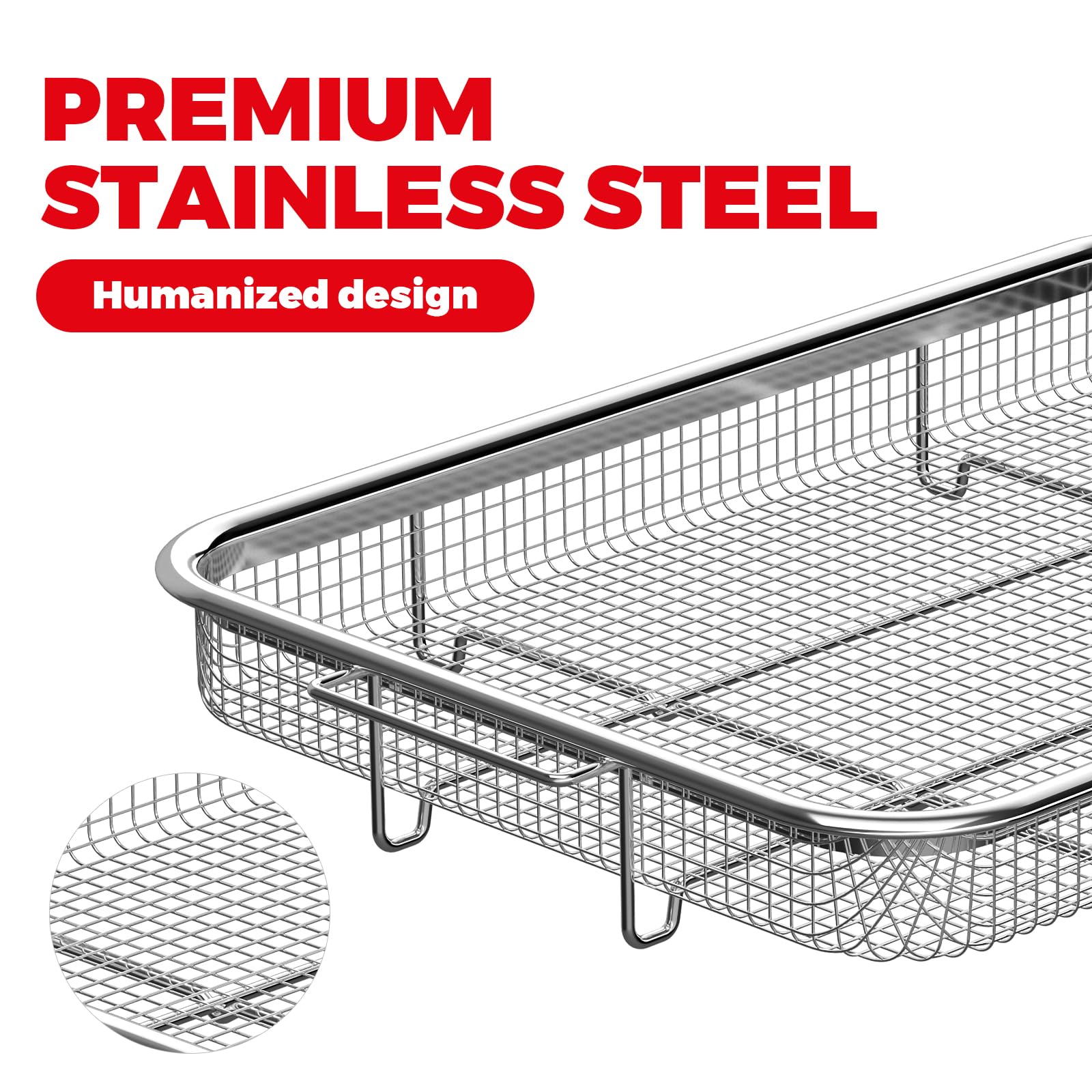 Stainless Steel Air Fryer Basket & Baking Tray Set for Oven - 2.8