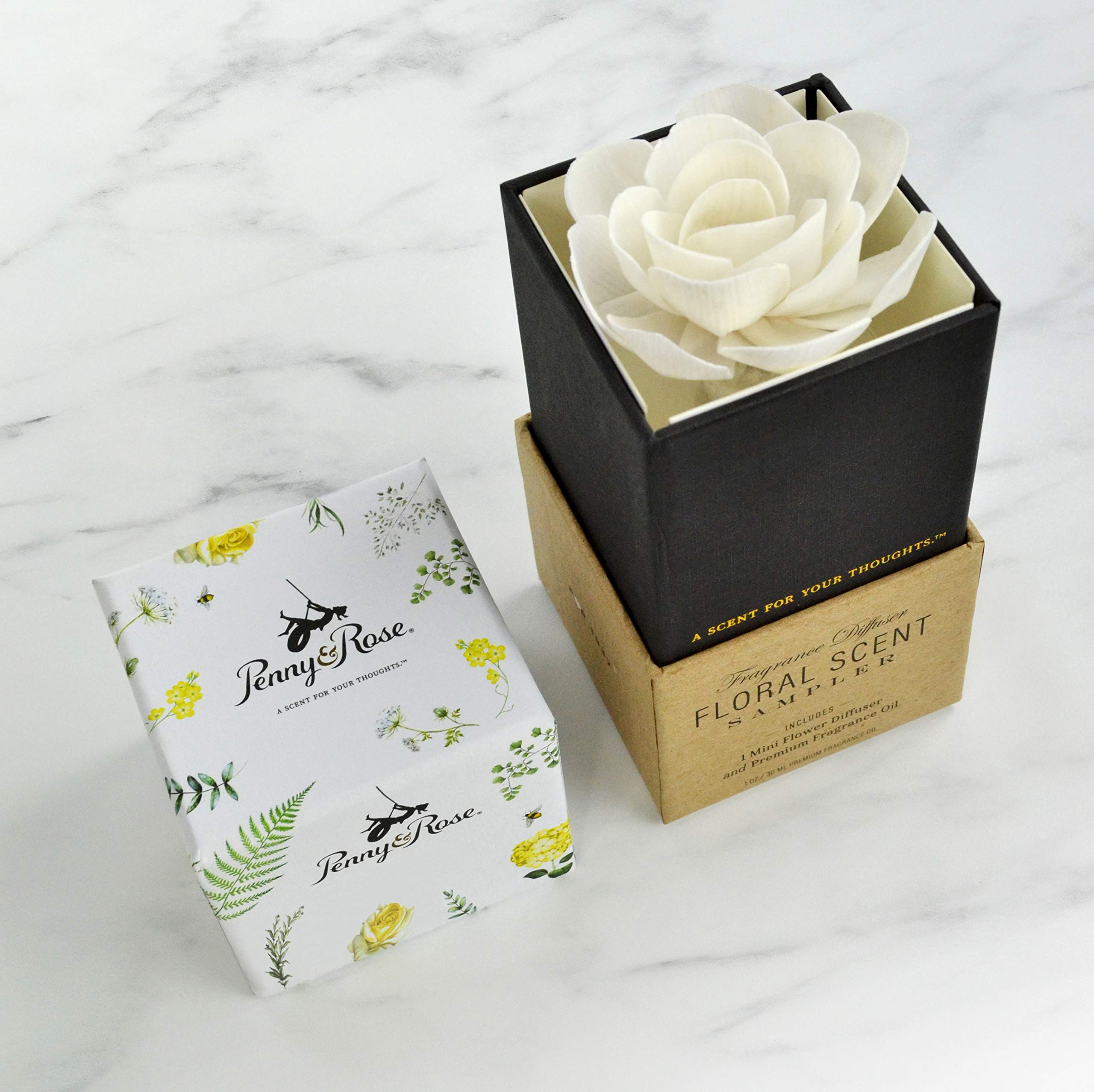 Penny & Rose Floral Sampler Diffuser with Springhouse Watermelon Oil Scent - Aromatherapy Home Decor for Living Room, Bedroom & Office