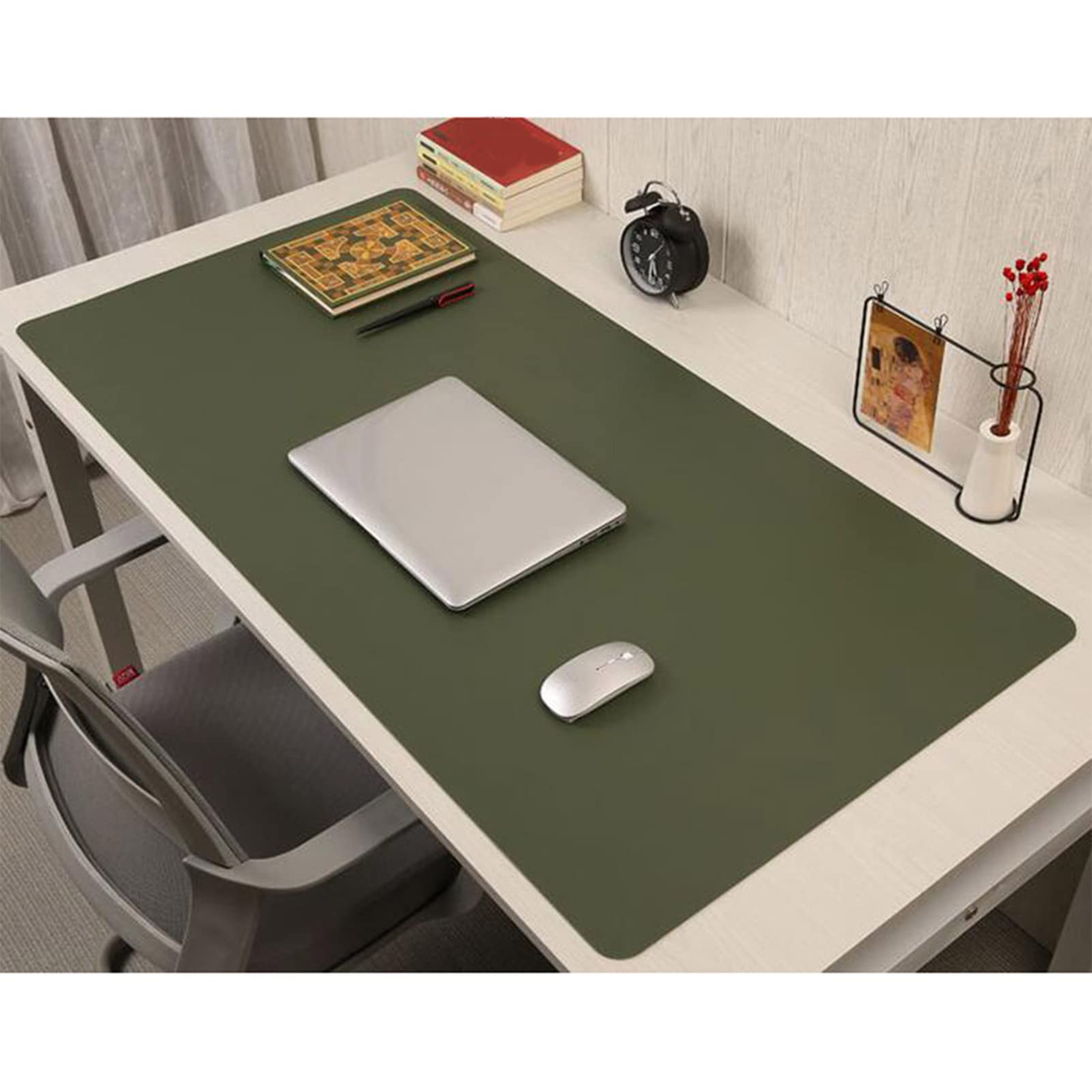 Non-Slip Large Gaming Mouse Pad (60x30cm) - Waterproof PU Leather Desk Mat for PC, Laptop & Keyboard | Reversible Dark Green Design | Perfect for Gaming, Office & Home Workspace