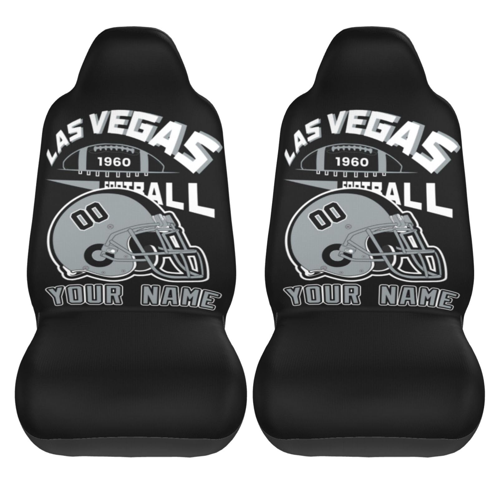 Custom Las Vegas Car Seat Covers 1PC & 2PC - Personalized Football Fan Gifts for Men & Women with Name & Number - Universal Fit for Cars, Trucks & SUV Front Seats - Perfect for Game Day, Road Trips & Vehicle Decoration