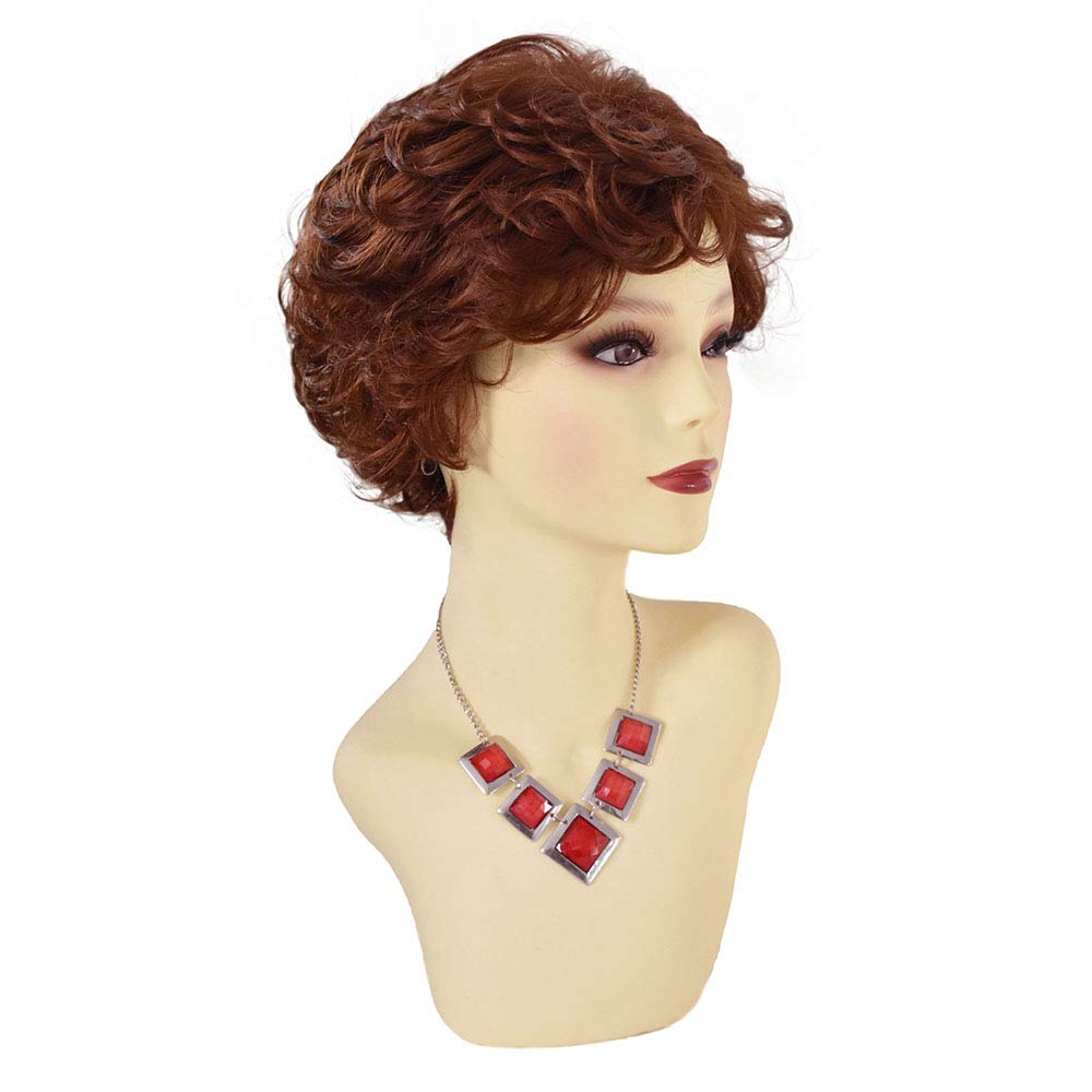 Short Wavy Layered Wig for Women - Natural Look Kanekalon Heat Friendly Lightweight Fashion Cosplay Wig in 33A Copper Red | Perfect for Daily Wear, Parties & Costume Events (Style F603553)