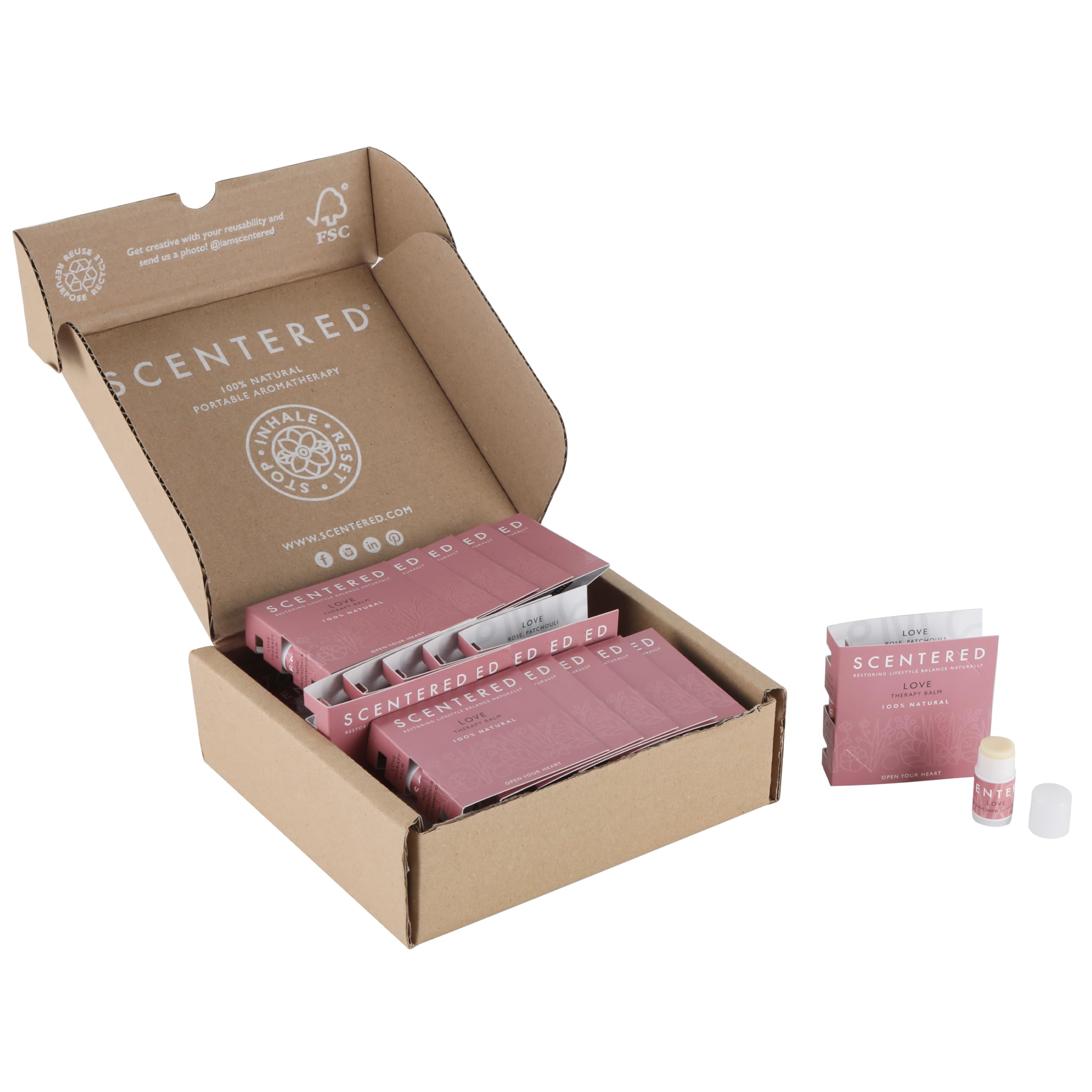 Scentered Aromatherapy Balms Gift Set - 30 Mini Essential Oil Balms (Rose, Patchouli & Cedarwood) for Wedding Favors, Corporate Gifts & Employee Appreciation - Perfect for Stress Relief, Spa Days & Self-Care Moments