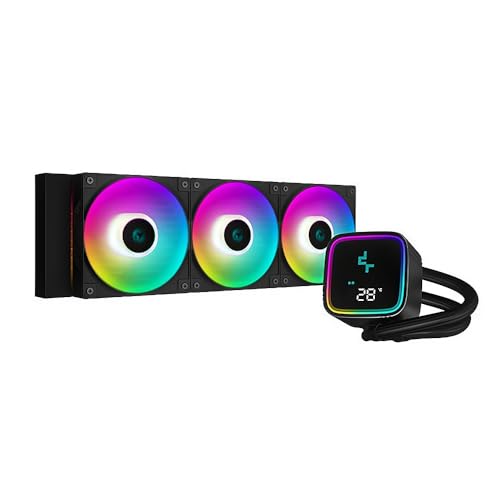 DeepCool LS720 SE Digital Edition 360mm AIO Liquid CPU Cooler - 4th Gen Dual-Chamber Pump, 3100RPM, 300W TDP, Anti-Leak Technology, ARGB Fans - High Performance Water Cooling for Gaming PCs & Workstations (Black)