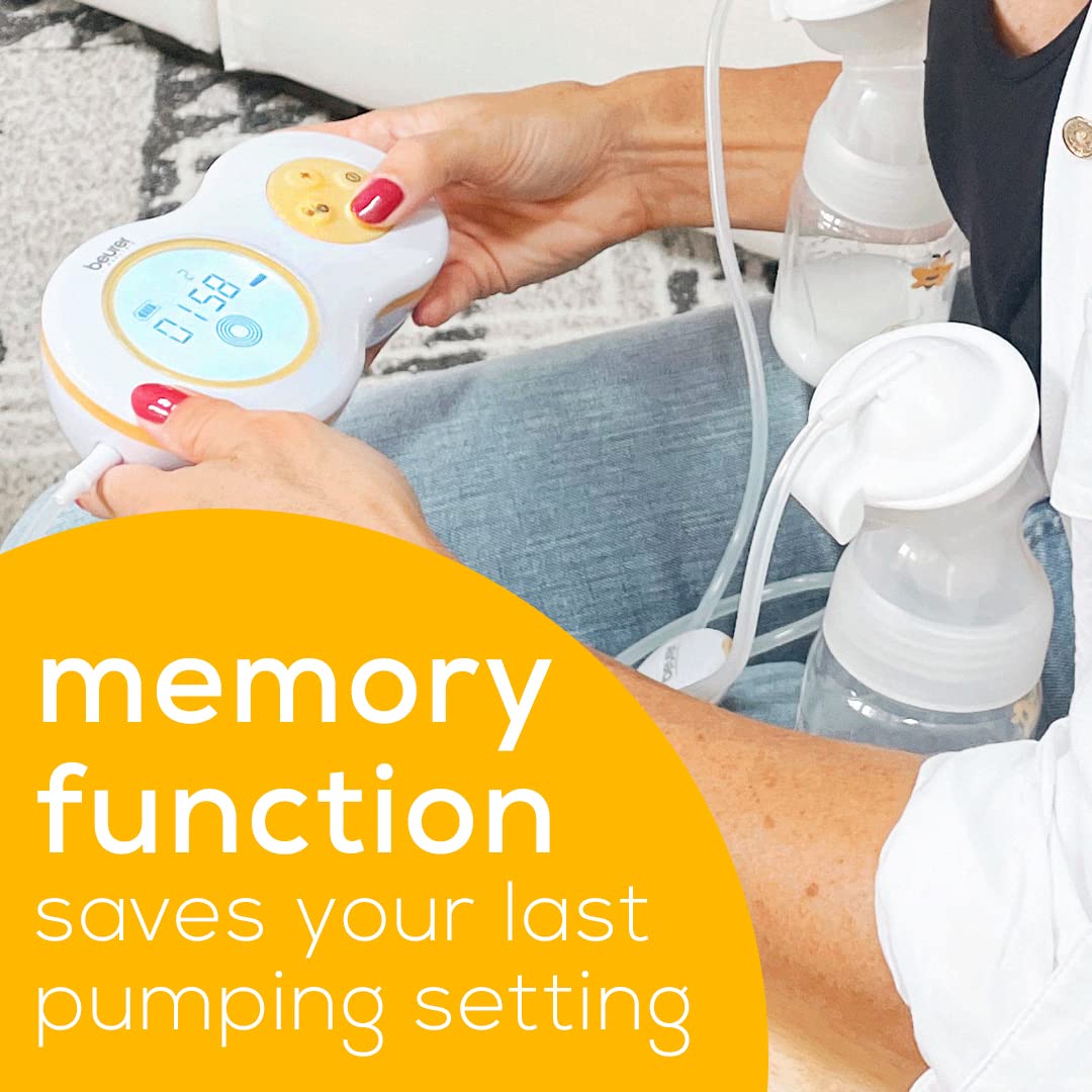 Beurer BY70 Electric Dual Breast Pump - Double Comfortable Pumping, Portable Strong Suction with Travel Tote Bag - Ideal for Busy Moms at Home, Work or Travel