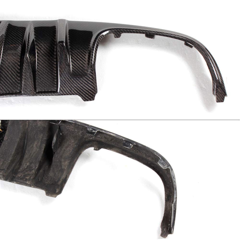 IKON MOTORSPORTS Rear Diffuser for 2008-2011 Mercedes-Benz C Class W204 C63 | Matte Carbon Fiber & FRP R-Style Rear Bumper Lip Spoiler Wing | 2009 2010 Model Year | Enhance Aerodynamics & Sporty Look for Street Racing & Car Shows