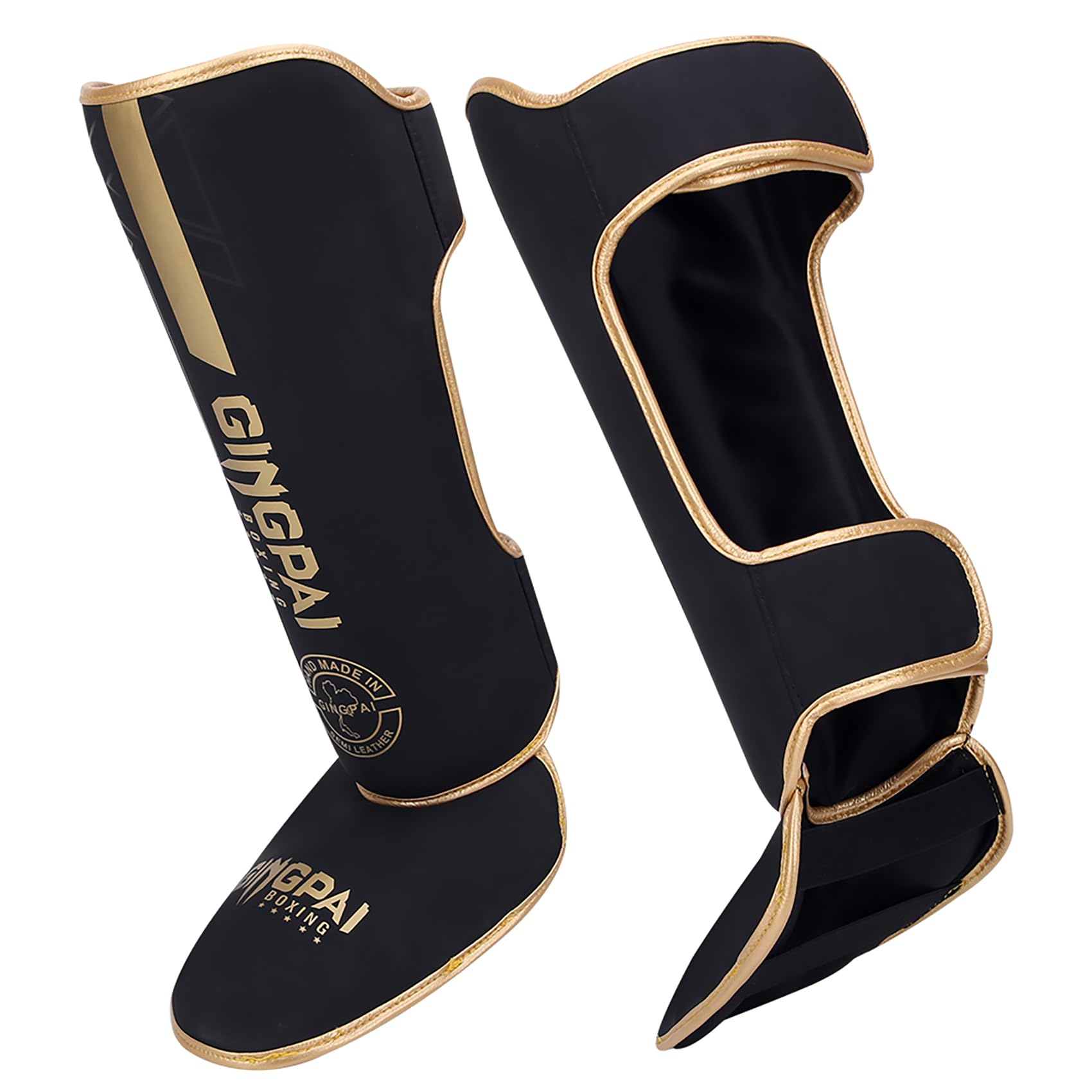 GINGPAI WKF Approved Karate Shin Guards - Martial Arts Leg Protection for Kids, Men & Women - Ideal for Training, Sparring & Competition