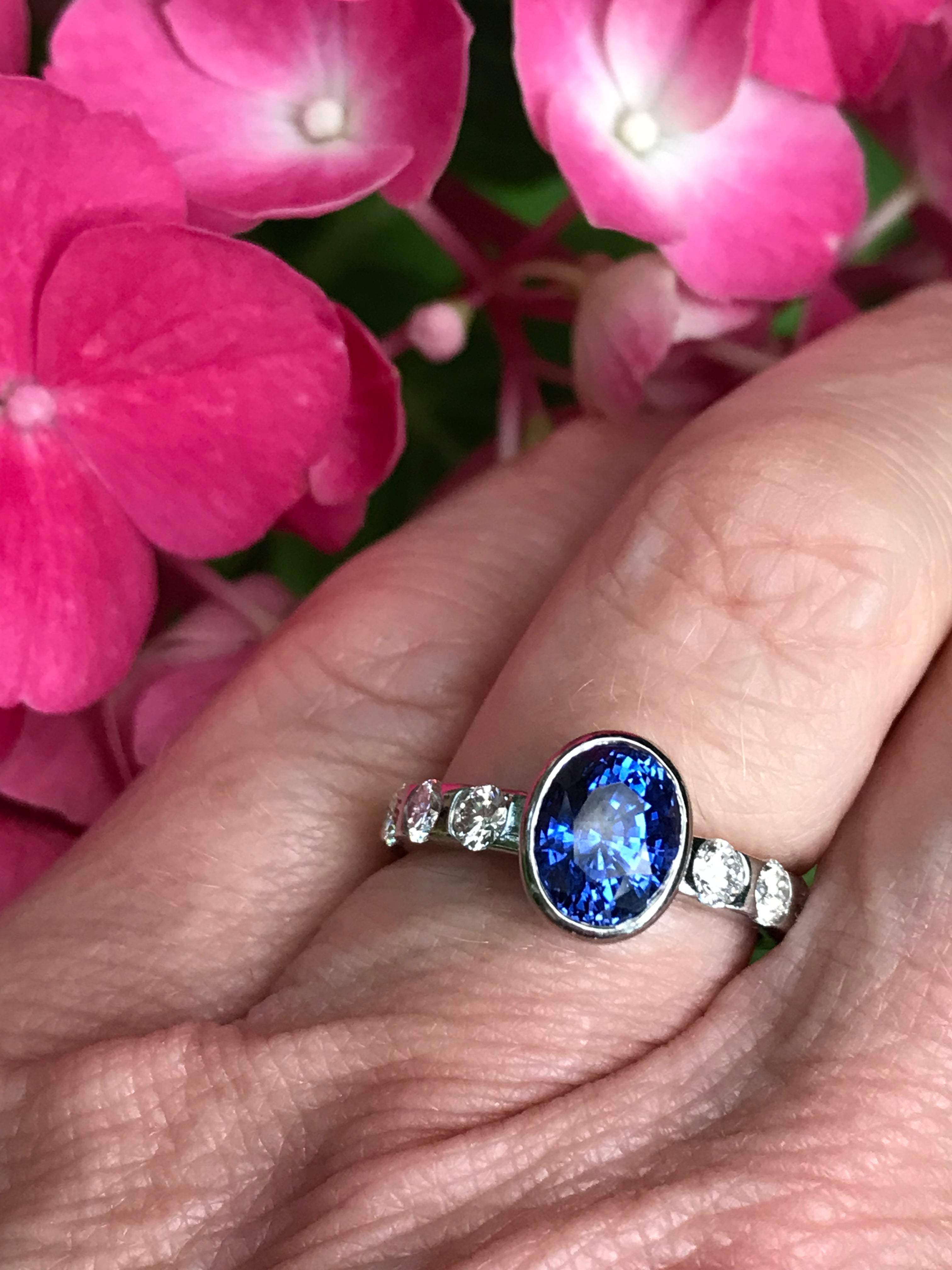 Exquisite Platinum Oval Tanzanite & Diamond Ring for Women – Elegant Engagement, Wedding, Anniversary Gift – Perfect for Special Occasions & Evening Events