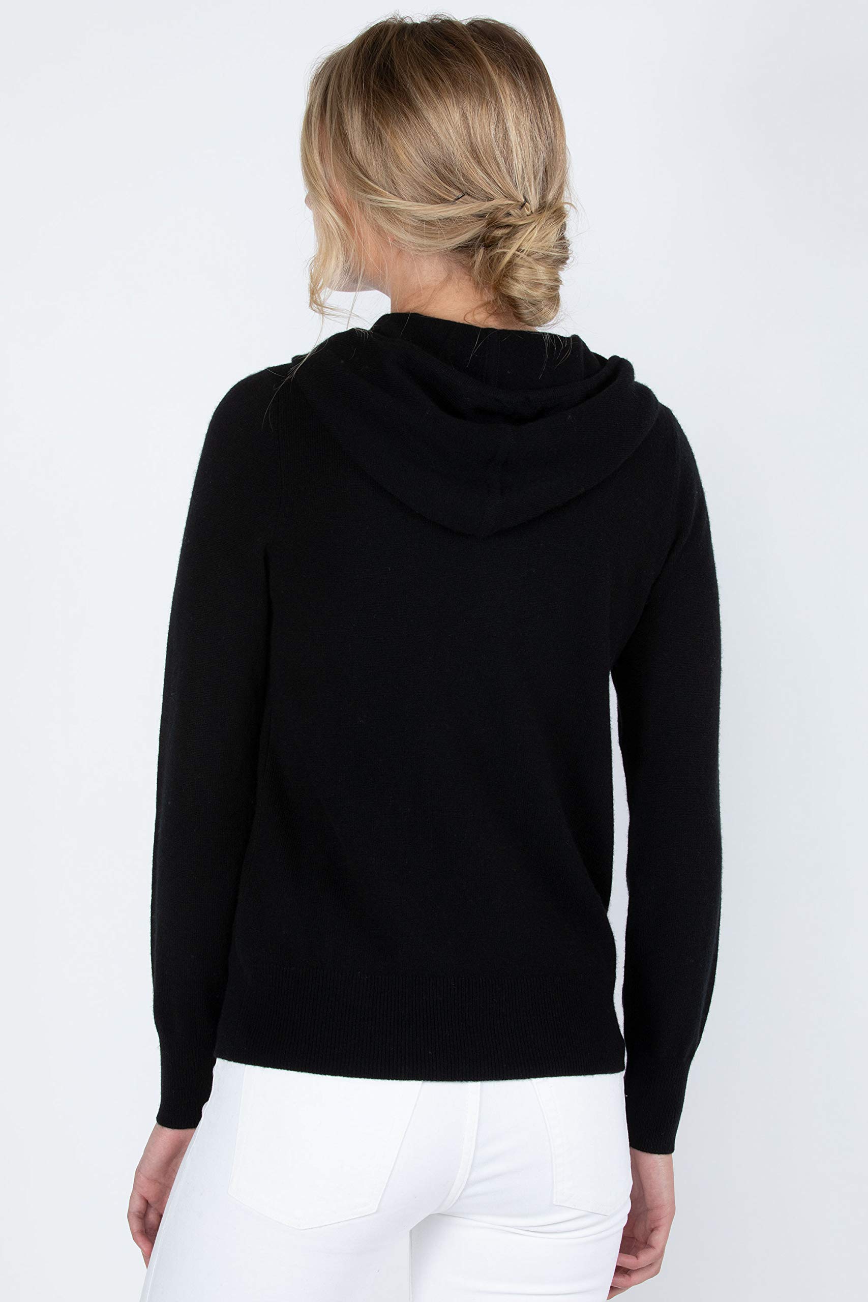 JENNIE LIU Women's 100% Pure Cashmere Zip-Up Hoodie Cardigan - Soft Long Sleeve Sweater for Fall & Winter | Cozy Lounge Wear, Office Outfits, Casual Street Style