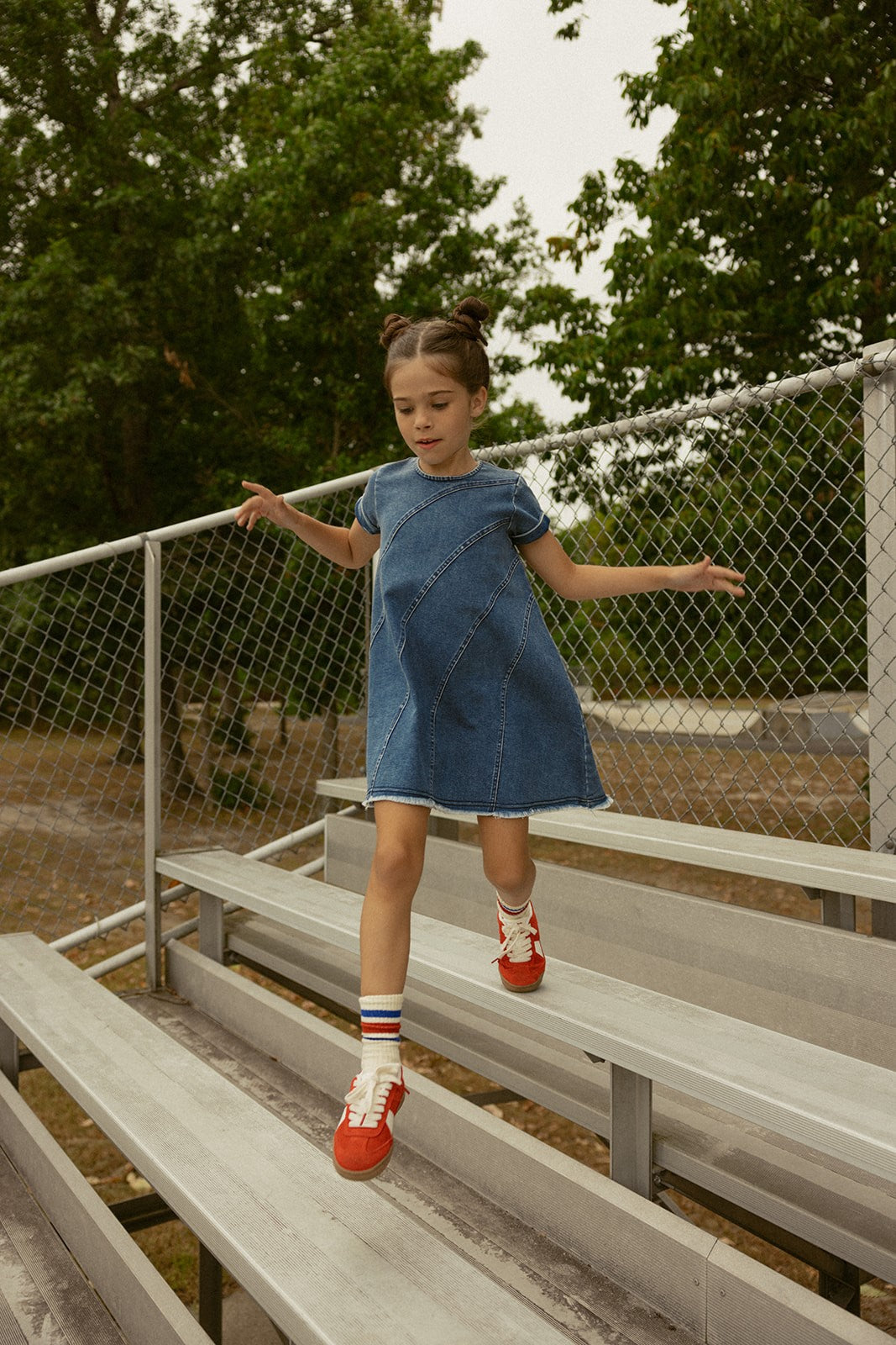 Kids' Crew Stitch Patch Dress in Blue - Cute & Comfortable Outfit for Playdates, Parties & Everyday Wear