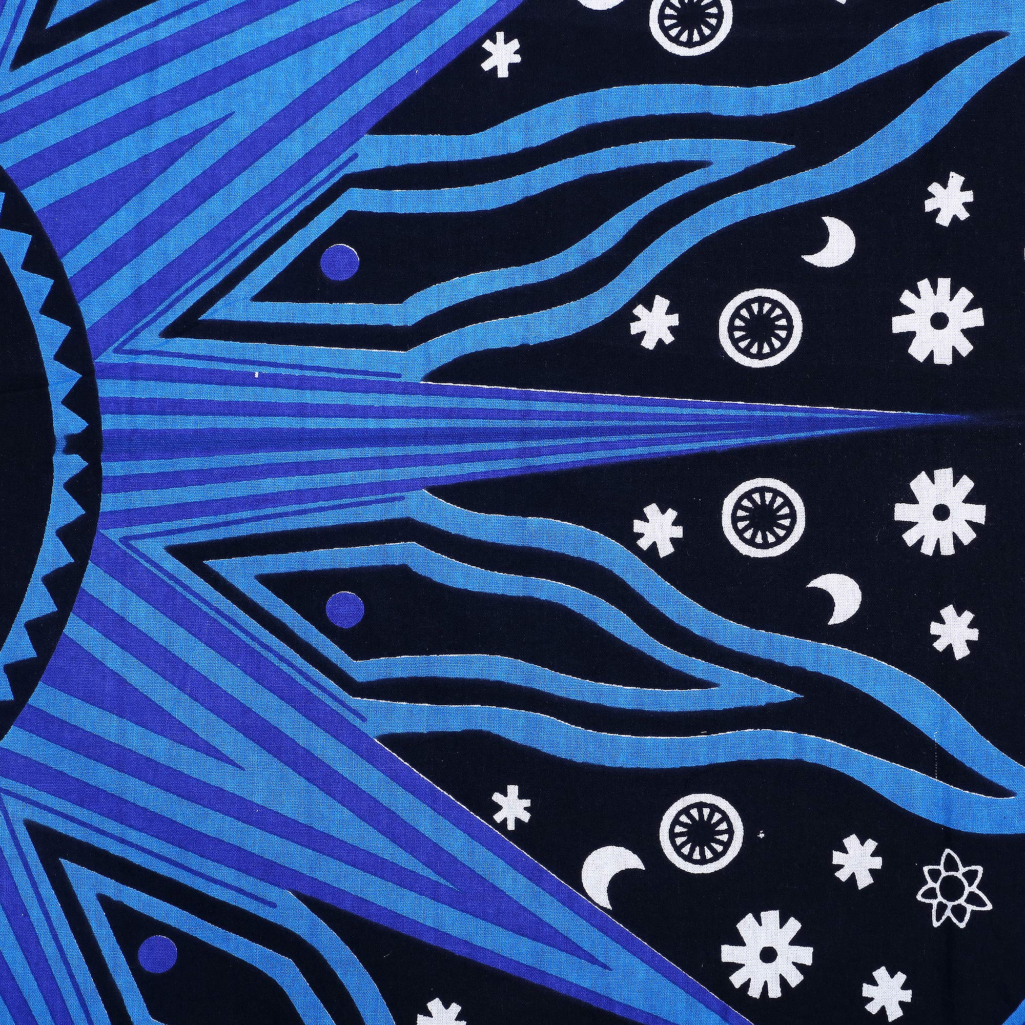 Celestial Tie Dye Moon Tapestry - Blue Boho Wall Hanging for Bedroom & Dorm Decor