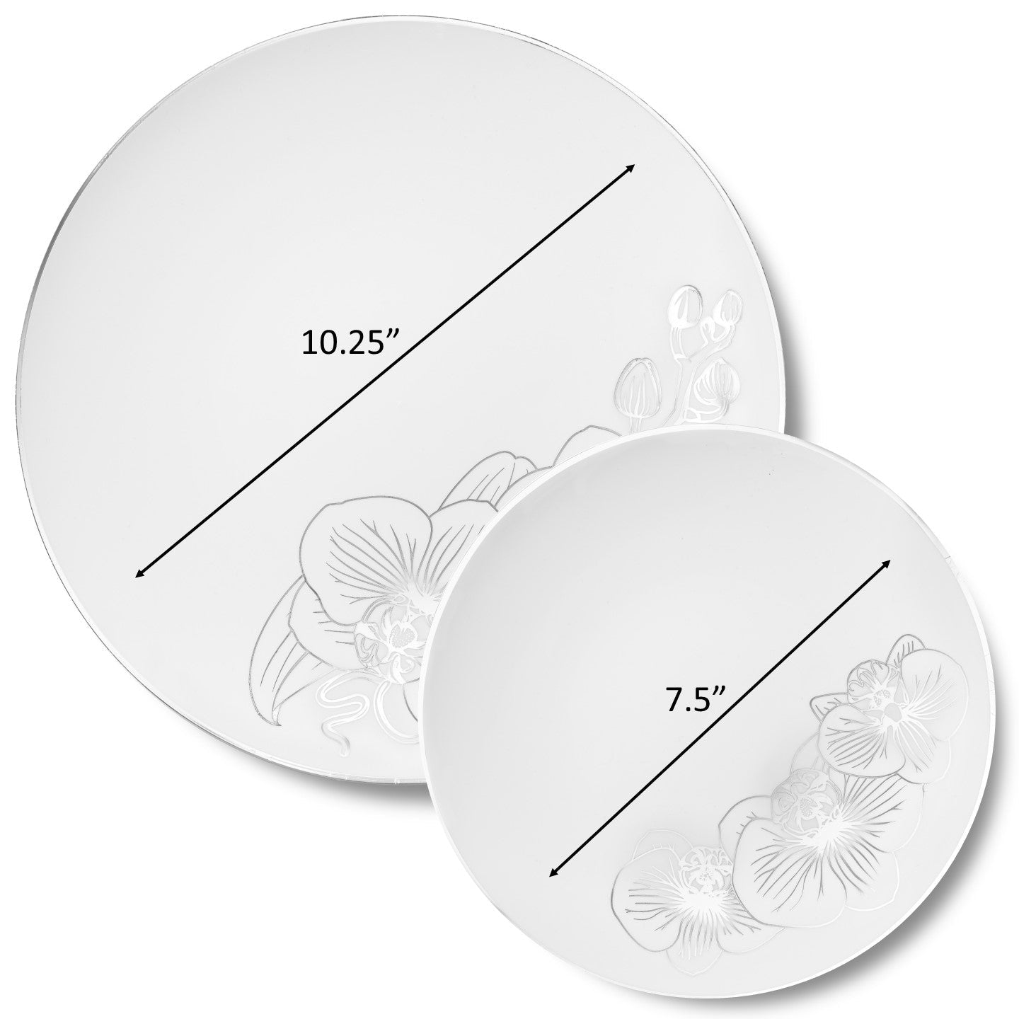 32-Piece White & Silver Round Plastic Dinnerware Set - 16 Place Settings - Shatterproof & Elegant for Parties, Picnics, and Outdoor Dining