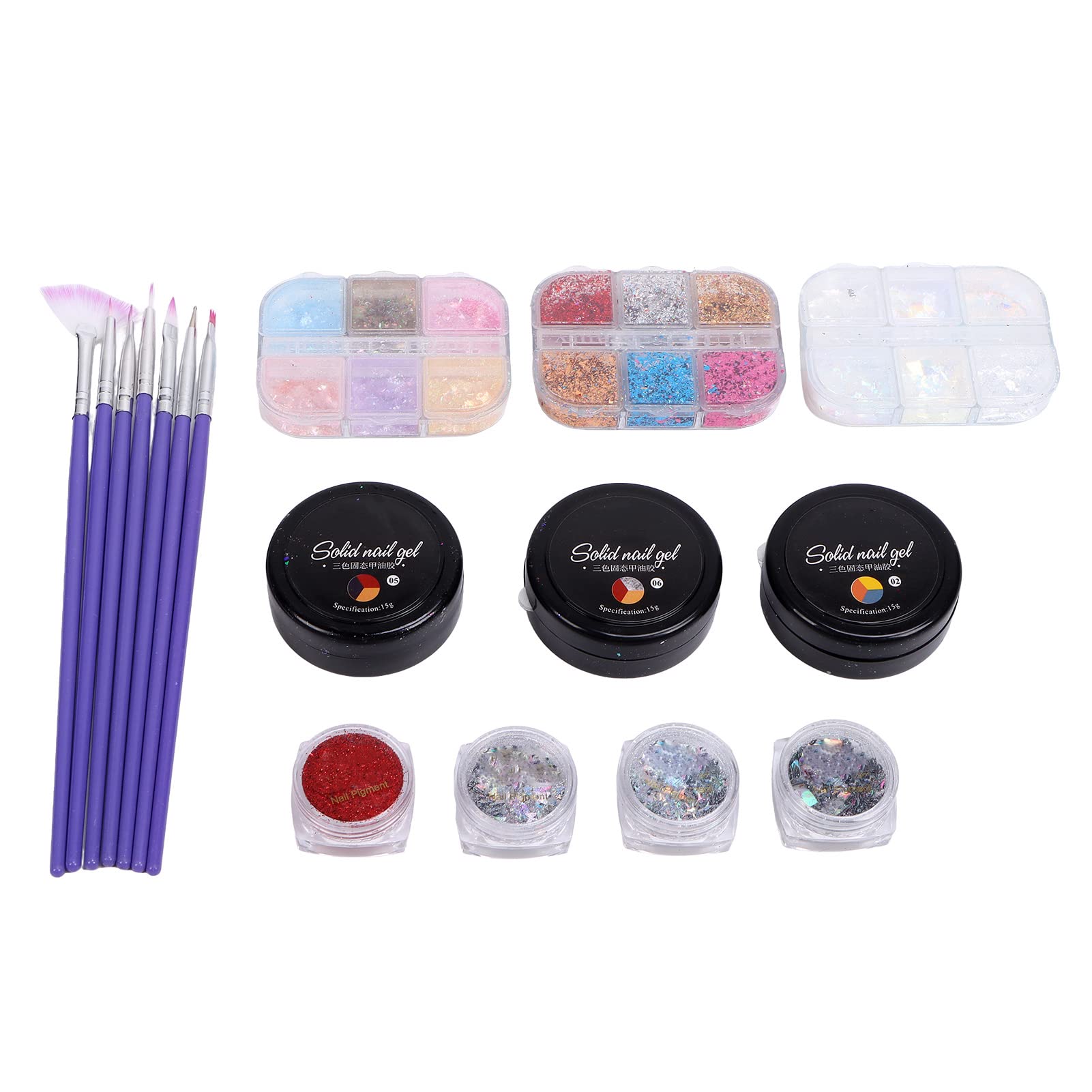 Nail Glitter Sequin Kit - Premium Glitter Powder & Nail Art Accessories with Brush for Face & Body Decoration | Perfect for DIY Nail Designs, Festival Makeup & Party Glam Looks
