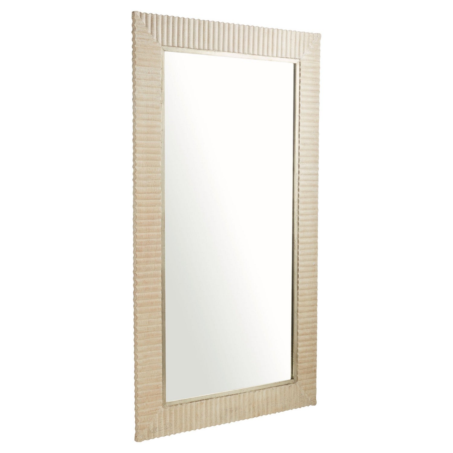 Cyan Design 11614 Estriada Floor Mirror in Cerused White - Elegant Full-Length Mirror for Bedroom, Living Room & Entryway Decor