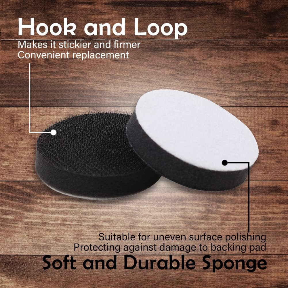 SPEEDWOX 2 Inch Hook and Loop Soft Sponge Cushion Buffer Pads - 5 Pack Foam Sanding Sponges with Hook & Loop Backing for Polishing, Buffering & Smoothing Surfaces - Perfect for Woodworking, Auto Detailing & DIY Home Projects