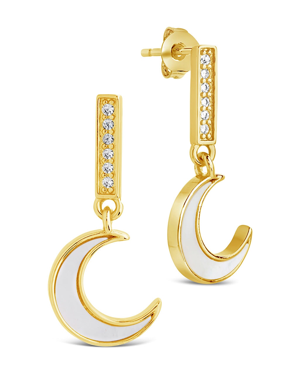 Valeria CZ & Moonstone Crescent Drop Stud Earrings for Women - Elegant Dangle Earrings for Party, Wedding & Everyday Wear