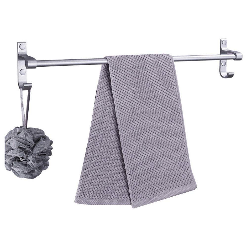 Sturdy Aluminum Wall Mounted Towel Rack - Silver Single Rod with Hook for Bathroom, Kitchen & Hotel Use | Space-Saving Multifunctional Hanging Solution for Towels, Robes & Utensils