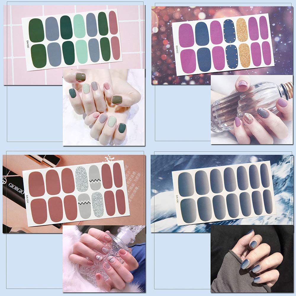 SILPECWEE 14 Sheets Solid Color Nail Polish Strips - Self-Adhesive Nail Stickers, Full Nail Wraps with 1 Nail File - Long Lasting DIY Manicure for Women | Perfect for Parties, Weddings & Everyday Wear