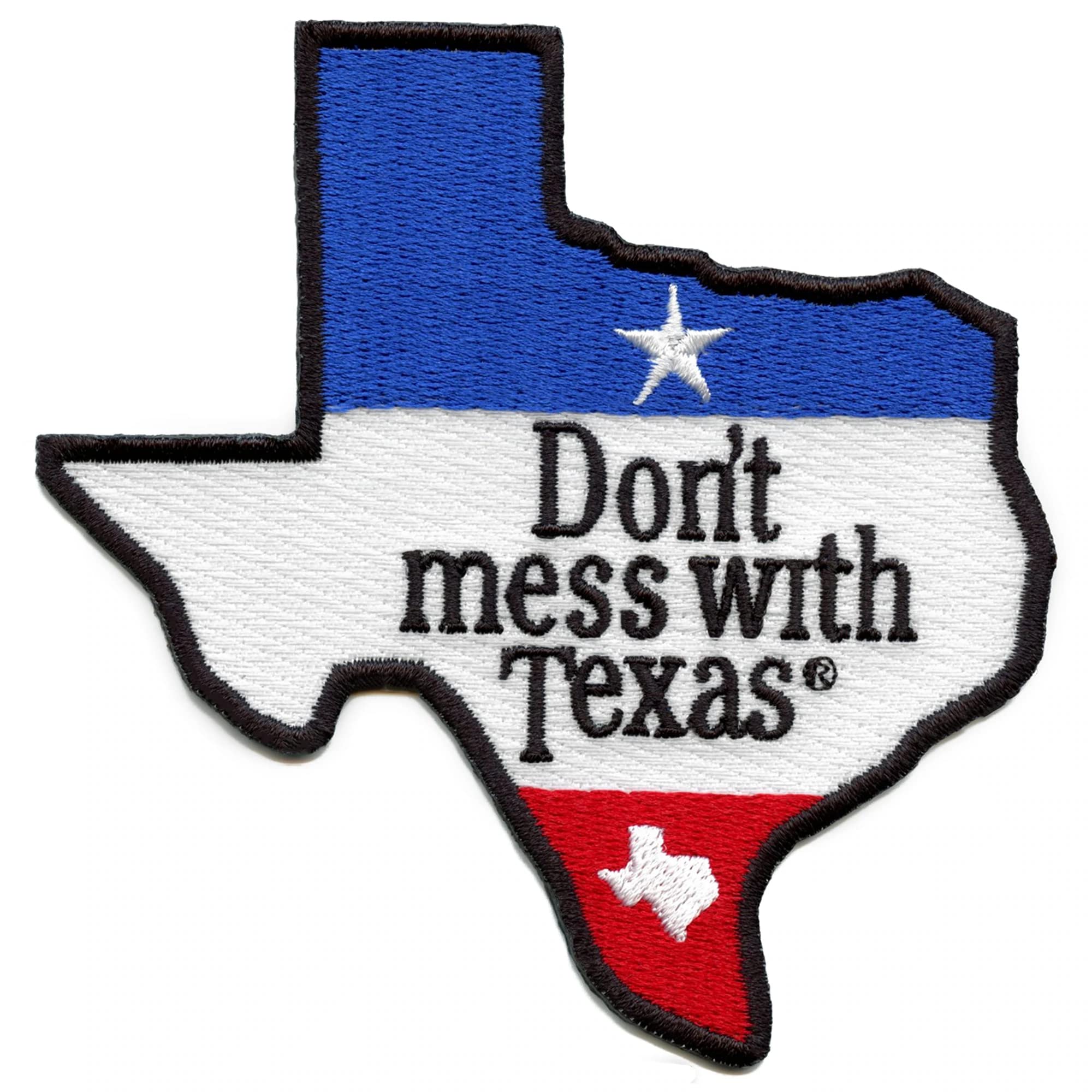 Texas State Shape Embroidered Iron On Patch - Don't Mess with Texas Design - Perfect for Jackets, Hats, Bags & DIY Crafts