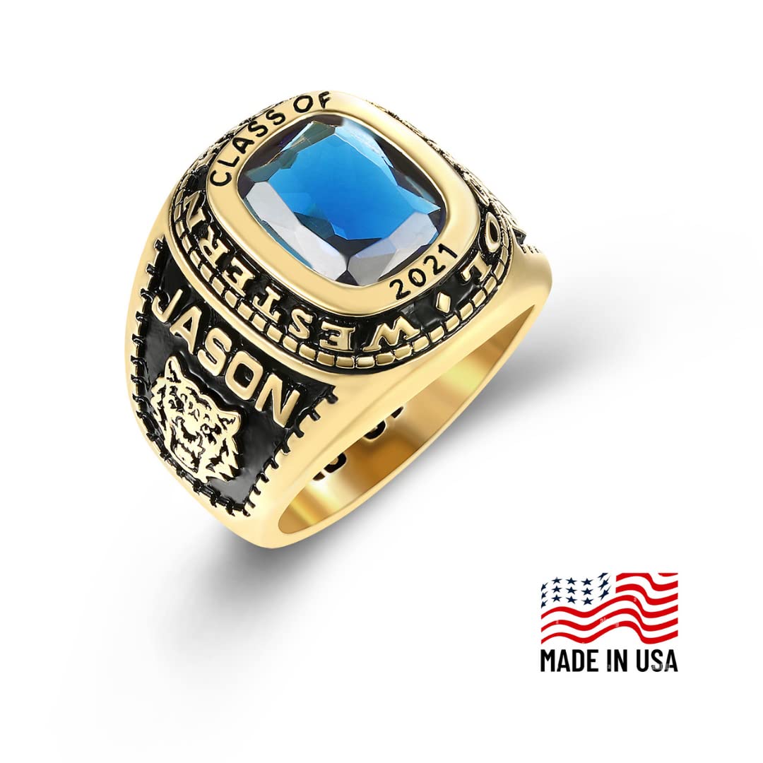 Authentic PJM Mementos USA Premium Class Ring for Men – 925 Sterling Silver or 10KT Gold – Custom High School & College Graduation Ring – Personalized University Ring for Graduation Gifts – Perfect for Commencement Ceremonies & Alumni Events