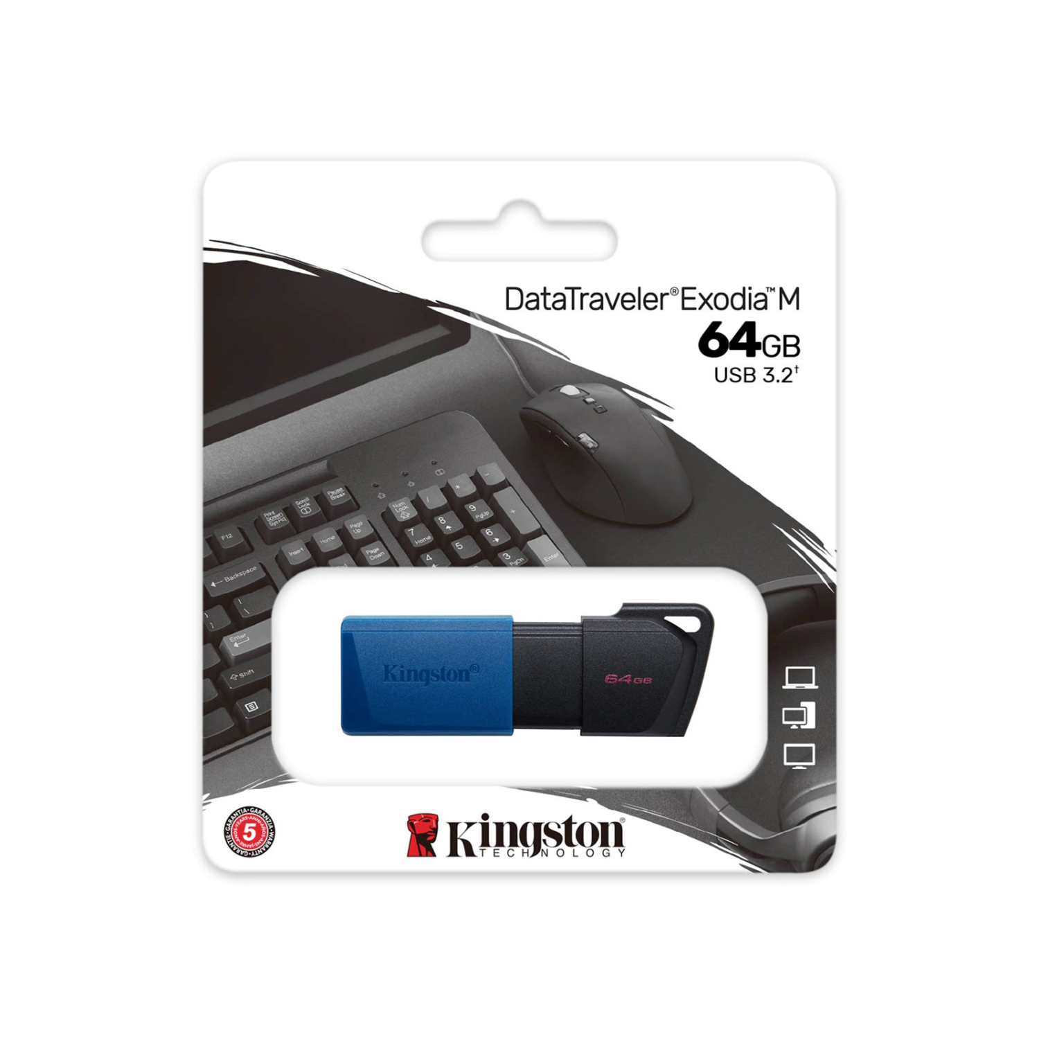 Kingston 64GB DataTraveler Exodia USB 3.2 Flash Drive - High-Speed Portable Memory Stick for PC, Mac, Laptop - Store Photos, Videos, Music - Perfect for Work, School & Travel (Black)