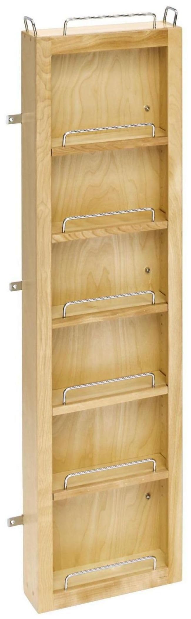Rev-A-Shelf 45-Inch Wooden Pantry Door Organizer with Hardware - Maple Finish - Space-Saving Kitchen Storage Solution for Spices, Canned Goods & Dry Food