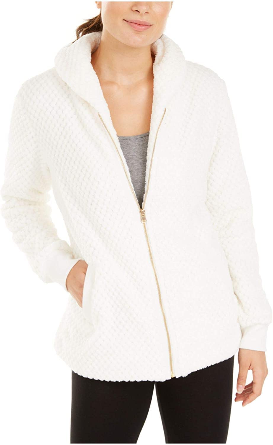 Ideology Women's Quilted Fleece Faux Fur Jacket - Warm Winter Coat for Outdoor Activities, Casual Wear & Fashion Layering