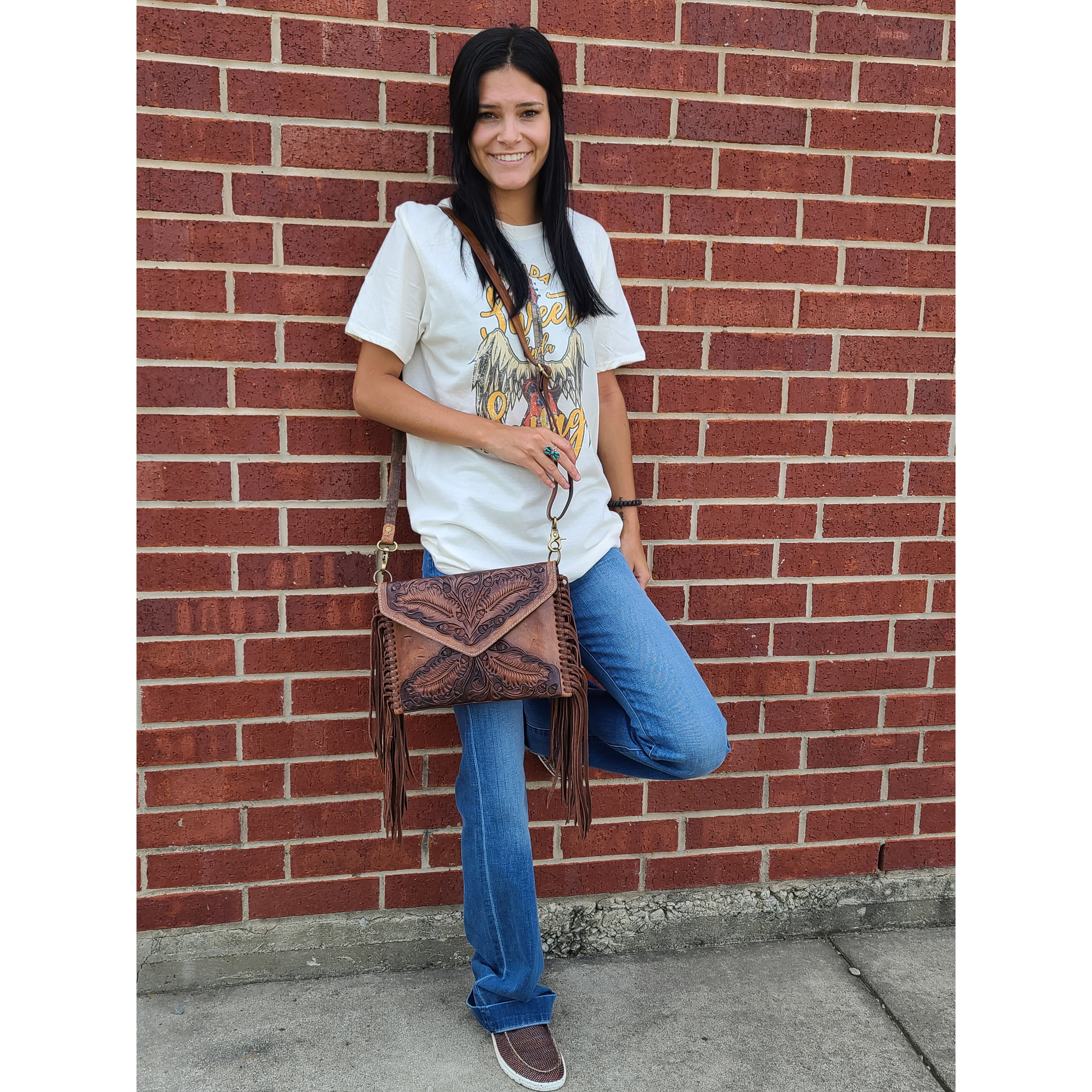 American Darling Genuine Tooled Leather Crossbody Bag for Women - Stylish & Durable Everyday Purse for Work, Travel & Casual Outings