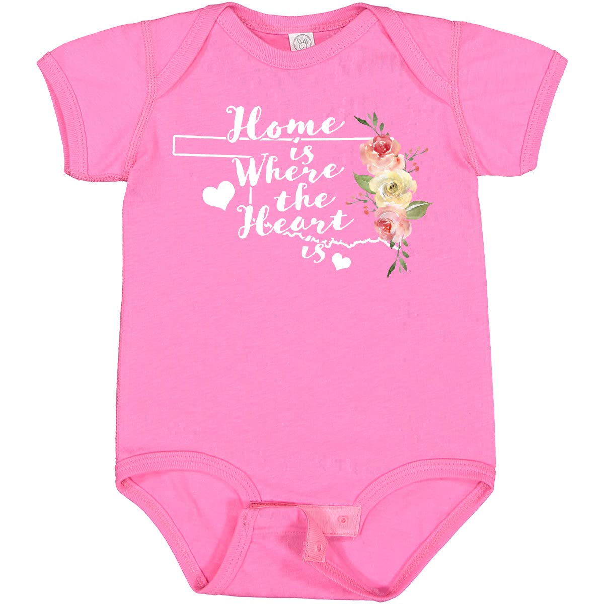 Inktastic Oklahoma Home is Where The Heart is Watercolor Baby Bodysuit - Soft & Comfortable Infant Onesie for Newborns, Baby Showers, and Family Photos