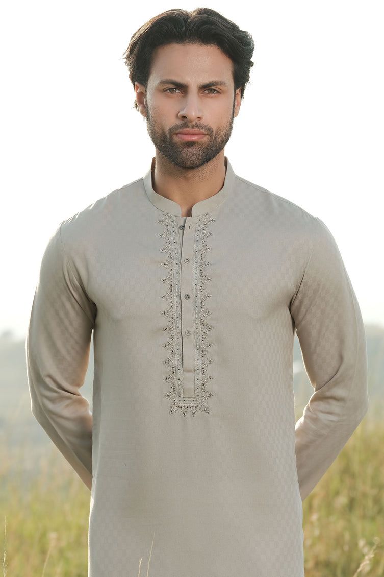 Stylish Blended Green Kurta by J. Junaid Jamshed - Perfect for Casual Wear, Festivals & Ethnic Fashion