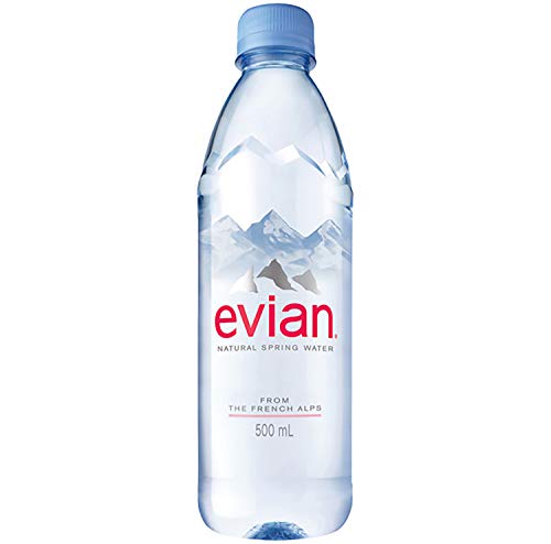 Evian Natural Spring Water - 12 Pack of 500mL Plastic Bottles | Mineral-Rich Hydration for Home, Office & Gym | Pure & Refreshing Drinking Water