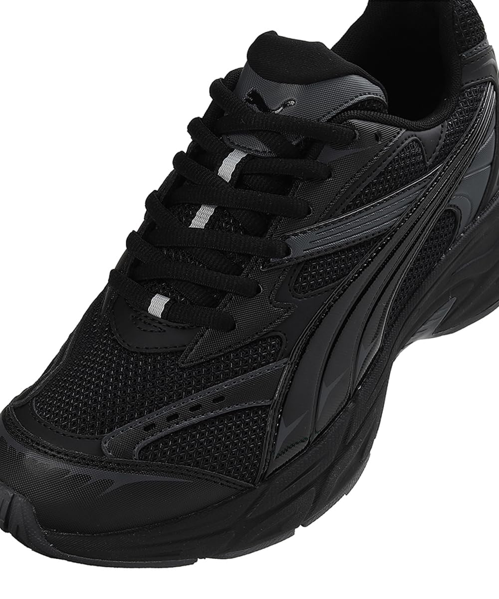 PUMA Morphic Base Black Running Shoes for Men - US 7.5 | Lightweight Comfortable Sneakers for Gym, Workout & Daily Wear