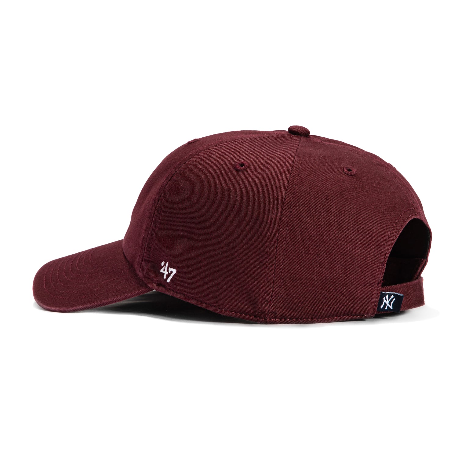 New York Yankees Adjustable Baseball Cap - 47 Brand Cleanup Hat in Maroon & White for Men & Women | Perfect for Games, Sports & Casual Wear