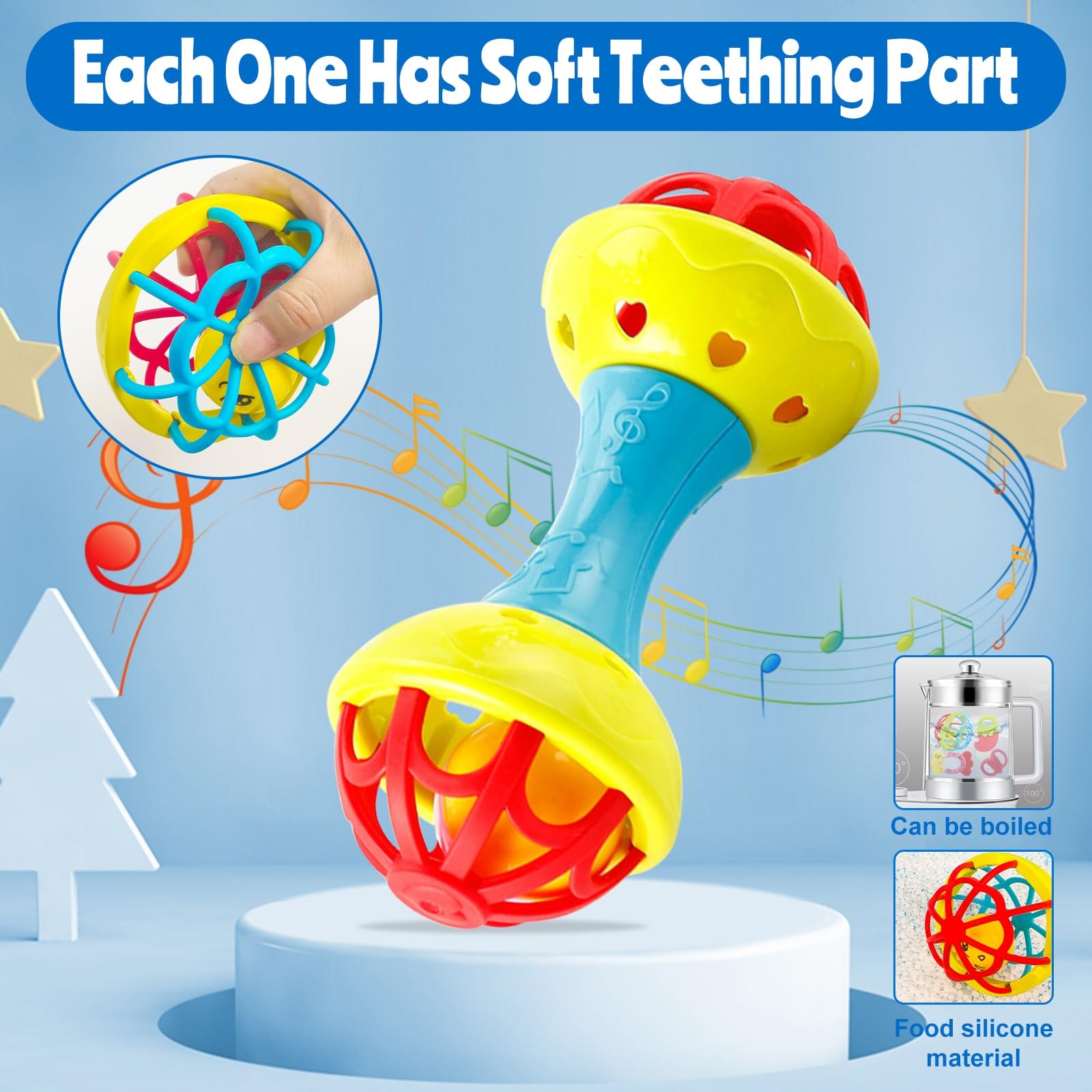 Baby Rattles 0-12 Months - Teething Toys & Infant Socks for Newborns | Perfect Baby Shower Gifts