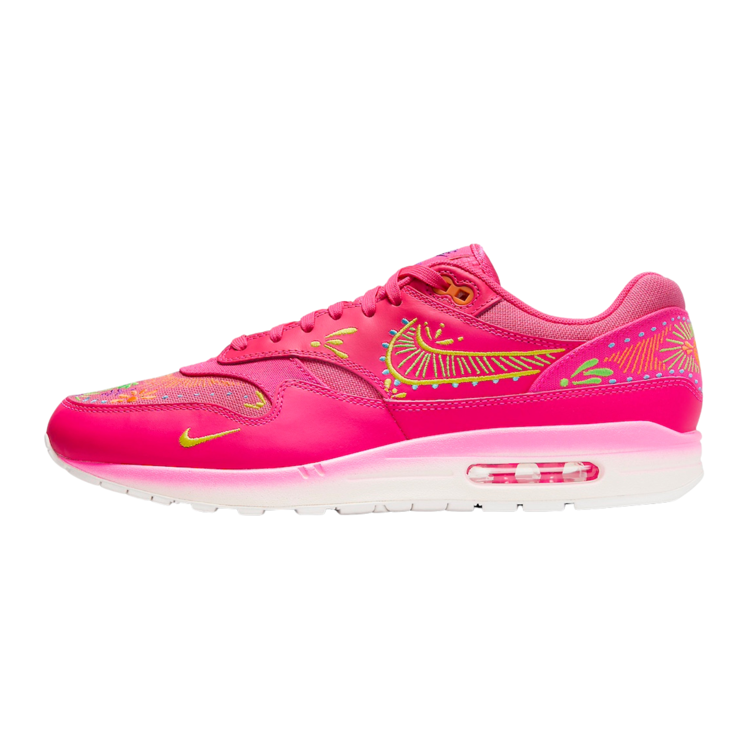 Nike Air Max 1 PRM Dia De Muertos Pink Multicolor Sneakers - Limited Edition Day of The Dead Shoes for Women & Men - Perfect for Halloween, Streetwear & Casual Fashion