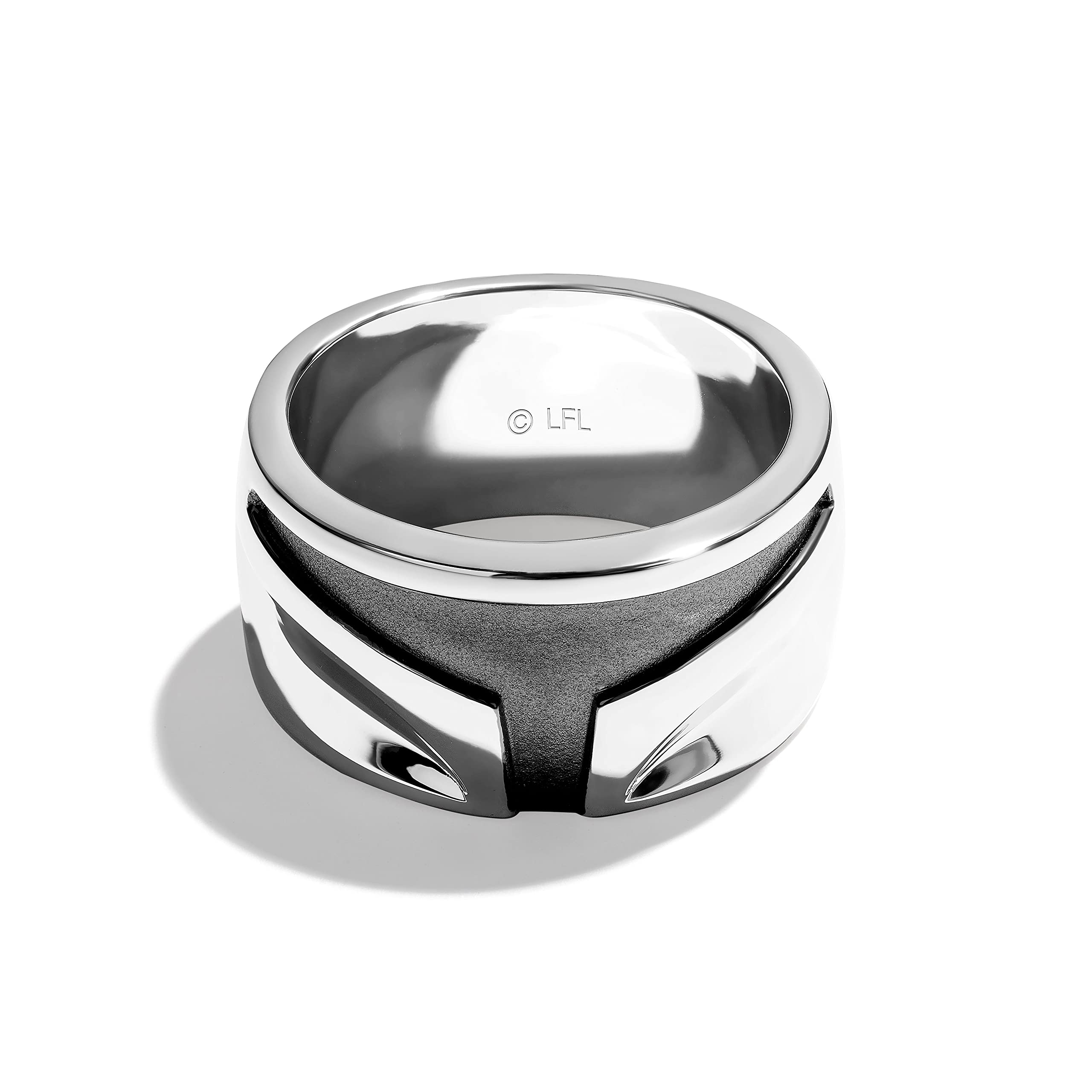 Star Wars The Mandalorian Men's Ring - Sterling Silver & Black Rhodium Plated Band | Official Licensed Jewelry | Perfect Gift for Star Wars Fans | Wedding, Cosplay, Anniversary & Birthday Gift