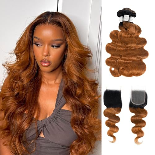 T1B/30 Ombre Brown |3 Bundles and Closure/ Frontal