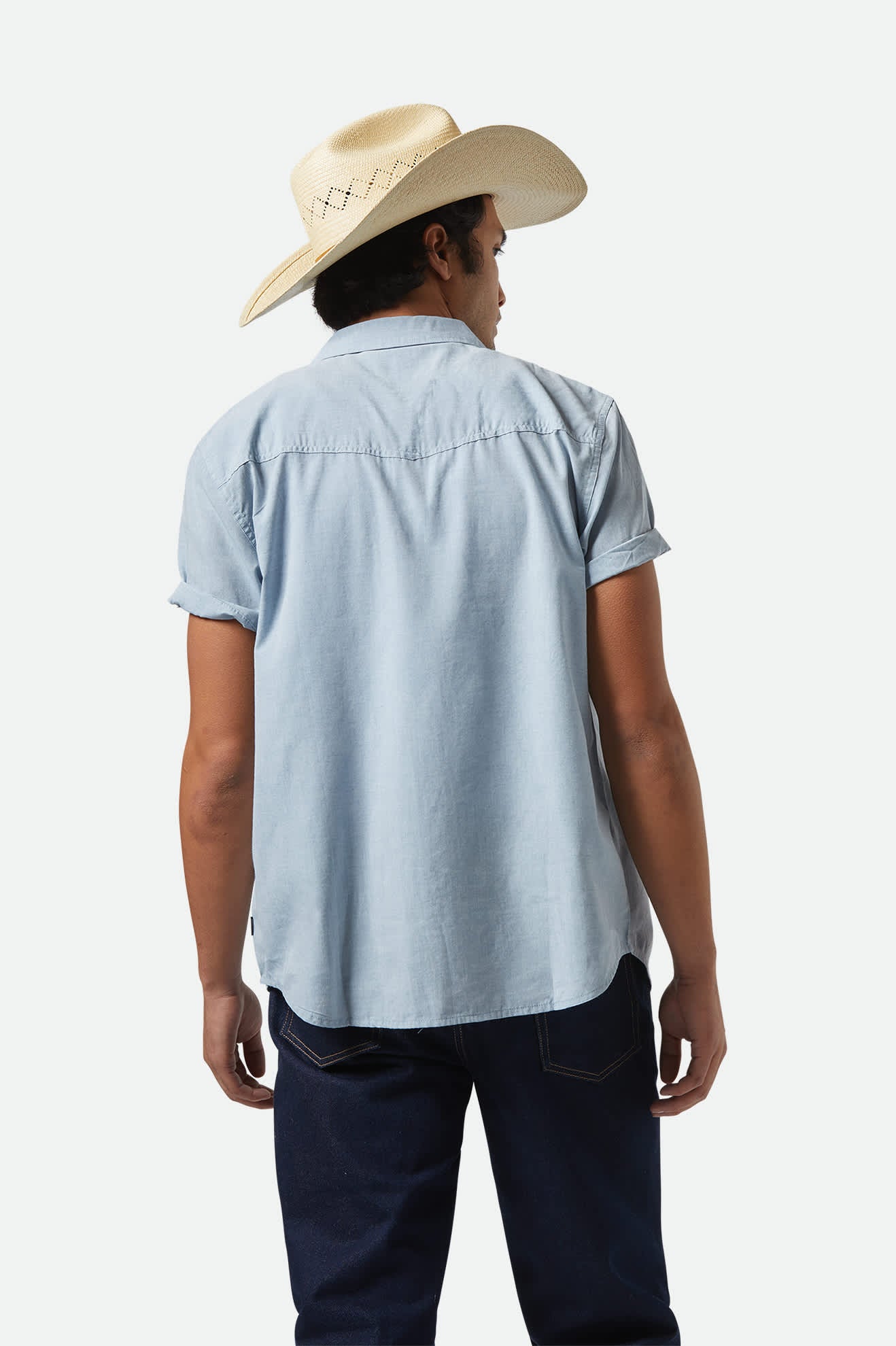 Wayne Western Short Sleeve Shirt for Men - Medium Blue Plaid Casual Button Down Shirt - Perfect for Cowboy Rodeo, Country Music Festivals & Outdoor Adventures