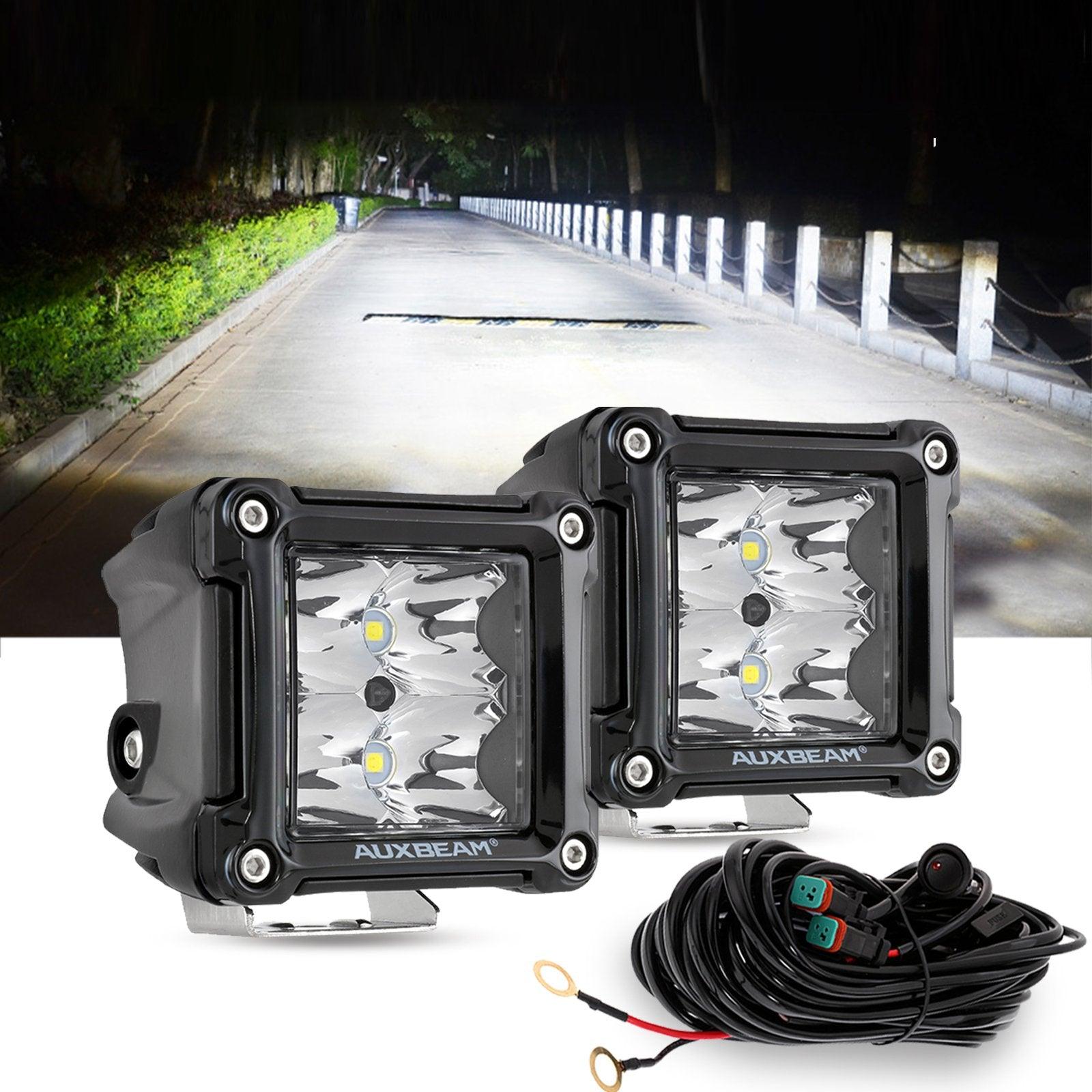 40W LED Pod Lights - Spot/Flood Combo with Wiring Harness for SUV, ATV, UTV, Trucks, Pickup & Boats - Off-Road, Marine & Outdoor Lighting