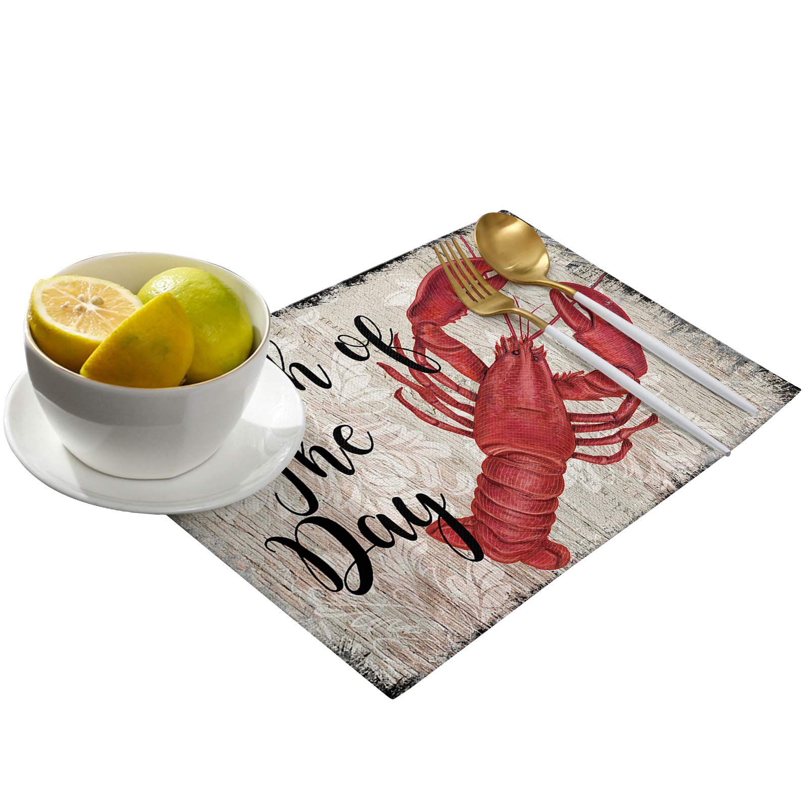 Premium Heat-Resistant Placemats Set of 4 - Farmhouse Wood Grain Design for Dining Table, Kitchen & Party Decor | Washable & Durable for Indoor/Outdoor Use | Perfect for Family Dinners, BBQs, and Holiday Gatherings