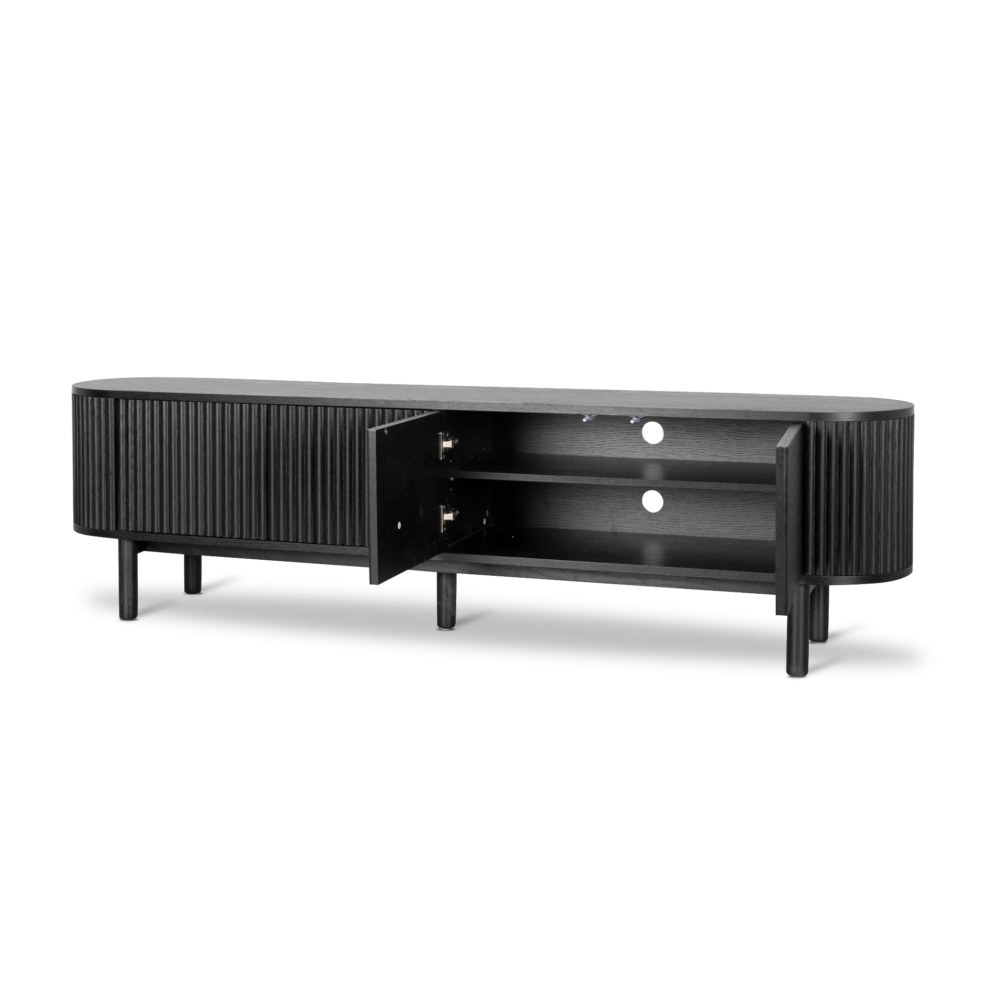 2m Black TV Stand Entertainment Center - Modern Media Console for Living Room, Bedroom & Home Theater Setup