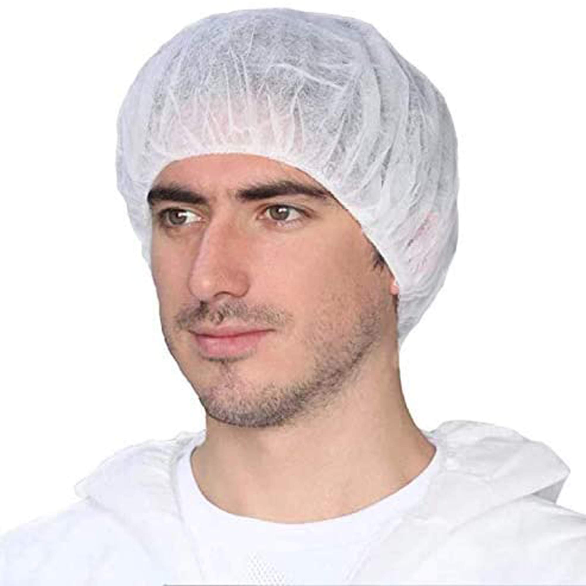 Disposable Latex-Free Elastic Surgical Head Cap for Hair Restraint - White | Medical, Food Service & Tattoo Use