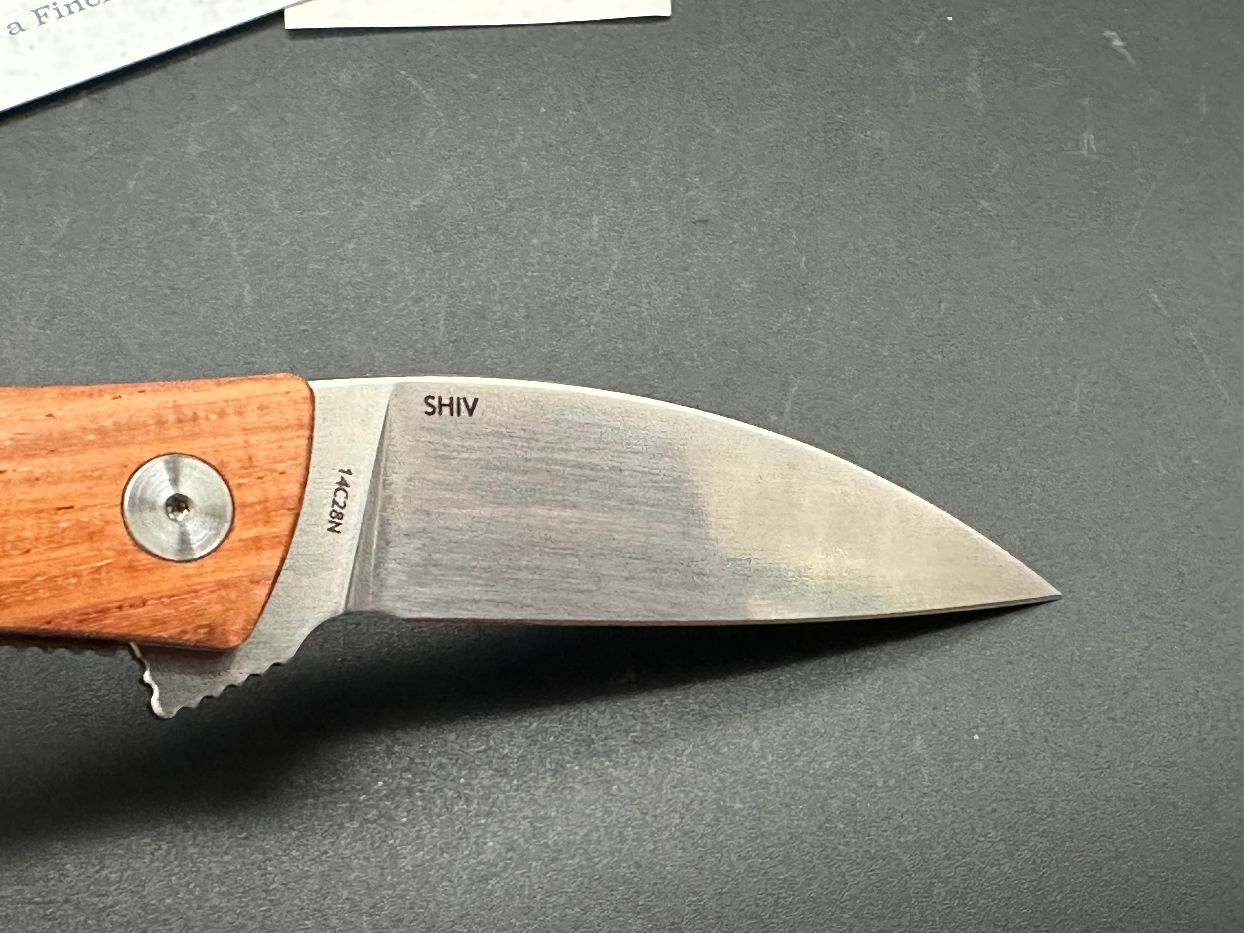FINCH SHIV MKURUTI Tactical Knife - 14C28N Stainless Steel Blade, Plain Edge, Satin Finish, Wood Handle - Survival, Camping, Hunting & Outdoor EDC Gear
