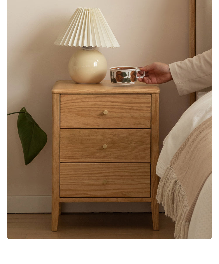 Solid Wood Nightstand - Oak & Cherry Wood Bedside Table for Bedroom, Modern & Rustic Style | Perfect for Bedrooms, Guest Rooms & Home Decor