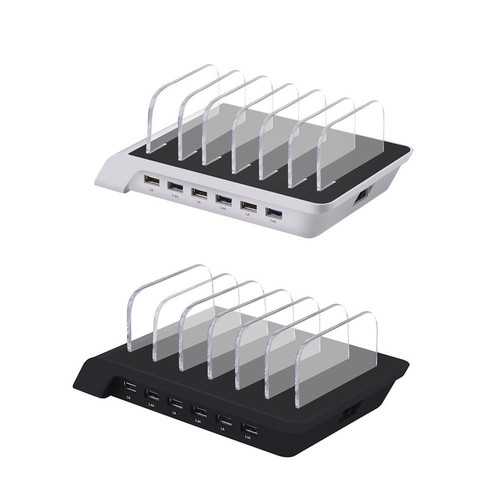 6-Port USB Hub Charger with 10.2A Fast Charging - Multi-Port Charging Station for iPhone, iPad, Samsung Tablets & Smartphones - Perfect for Home, Office & Travel Use