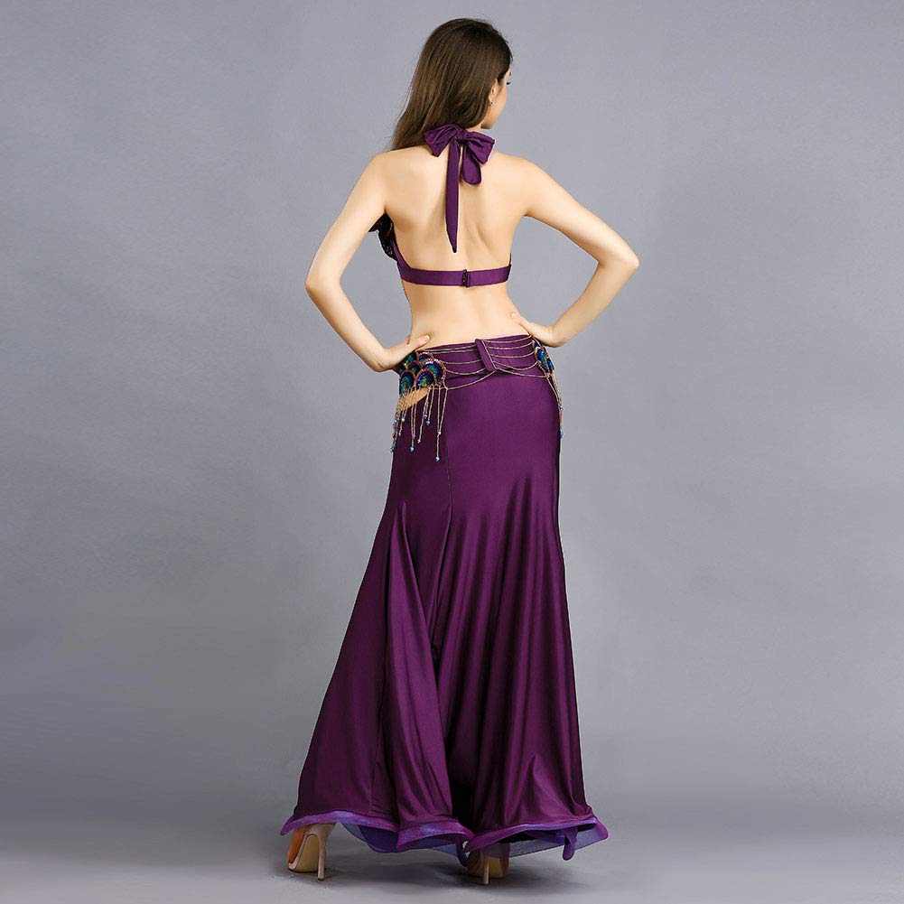 ROYAL SMEELA Women's Belly Dance Costume Set - Belly Dancing Skirt, Bra & Belt - Professional Bellydance Outfit for Performances, Carnival & Halloween